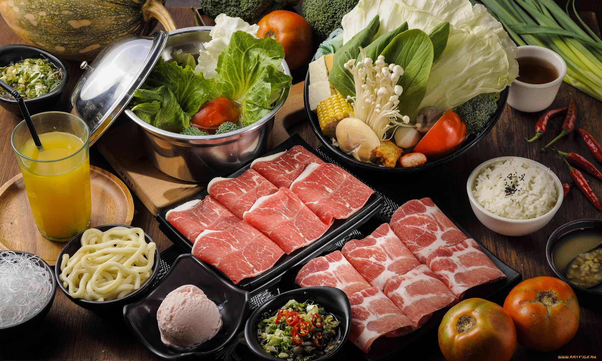 еда, разное, сок, мороженое, рис, грибы, помидор, овощи, мясо