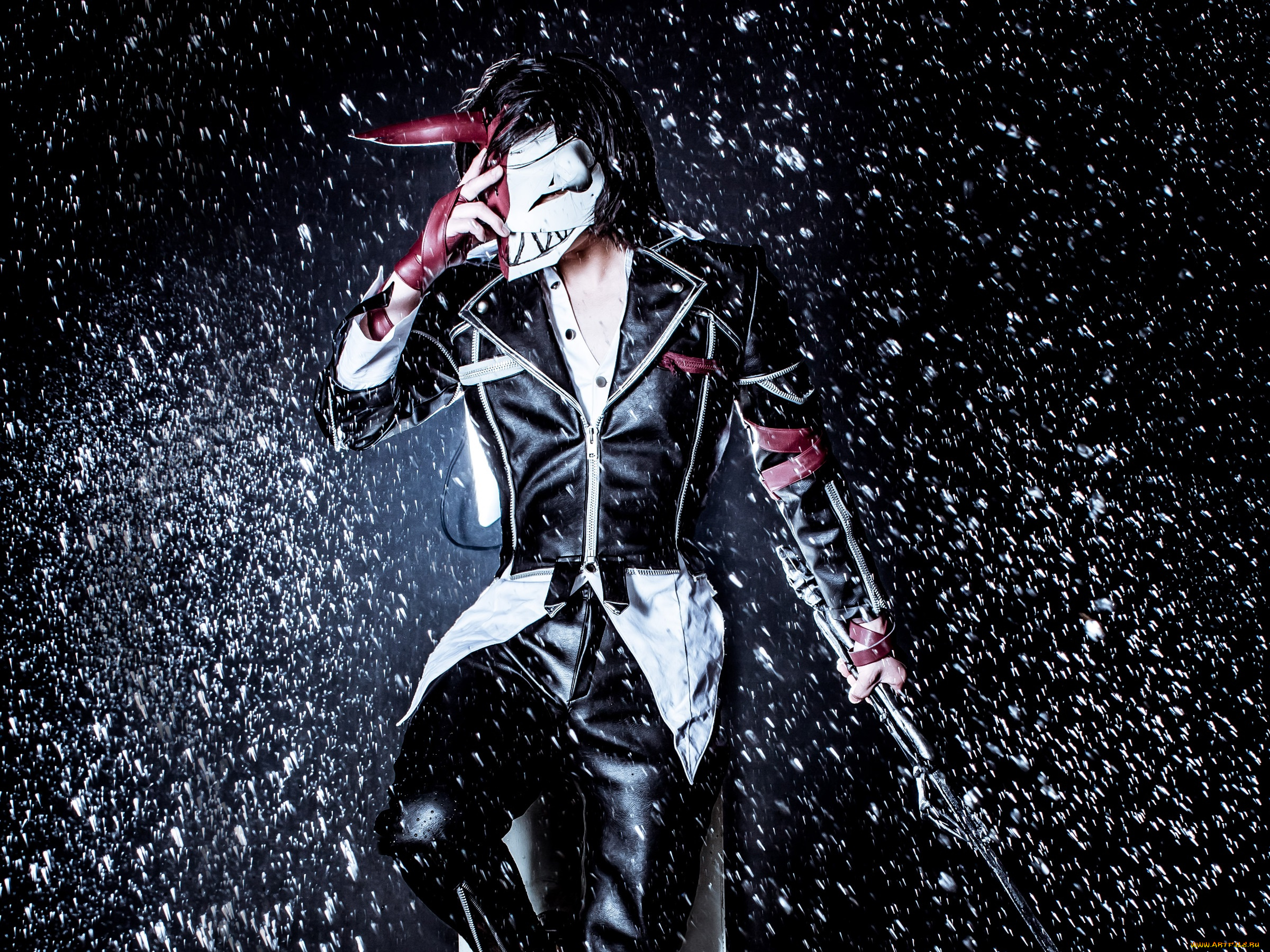 hero, warz, разное, cosplay, , косплей, hero, warz, парень, дождь, оружие, игра, маска