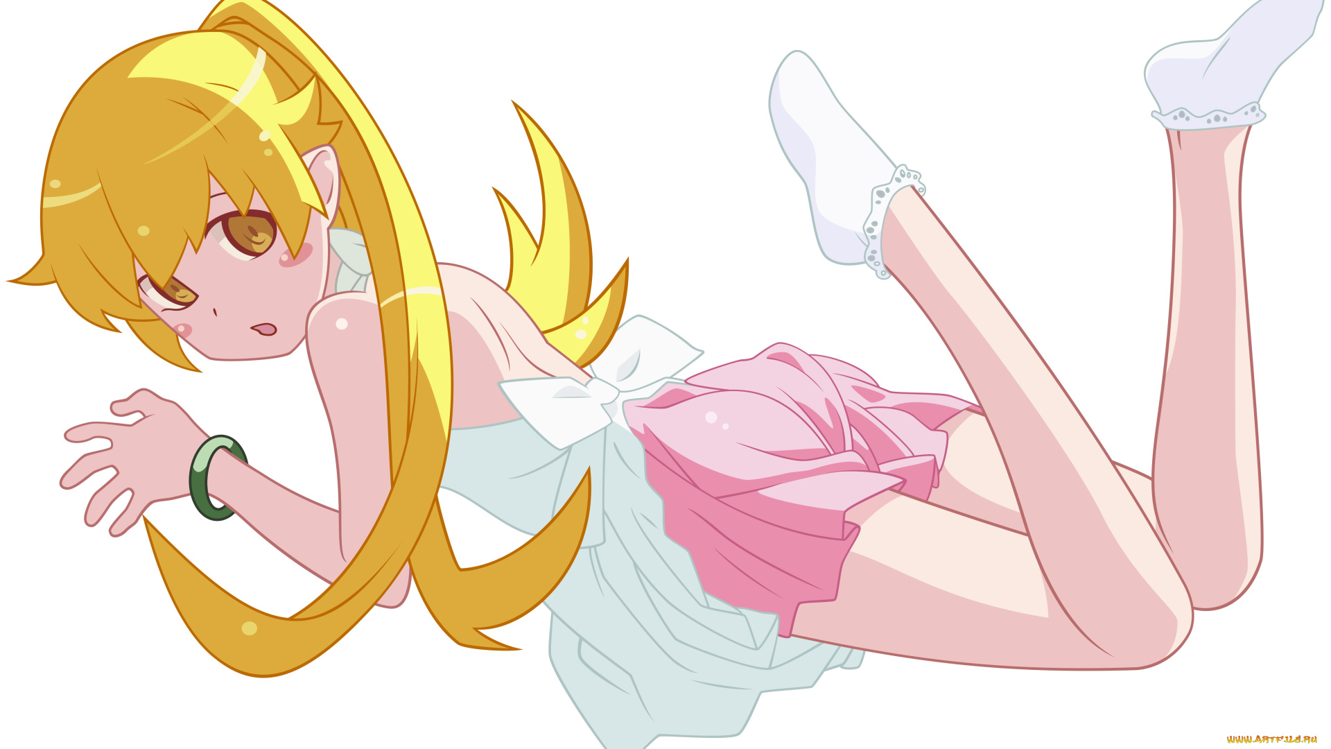 аниме, bakemonogatari, фон, взгляд, девушка