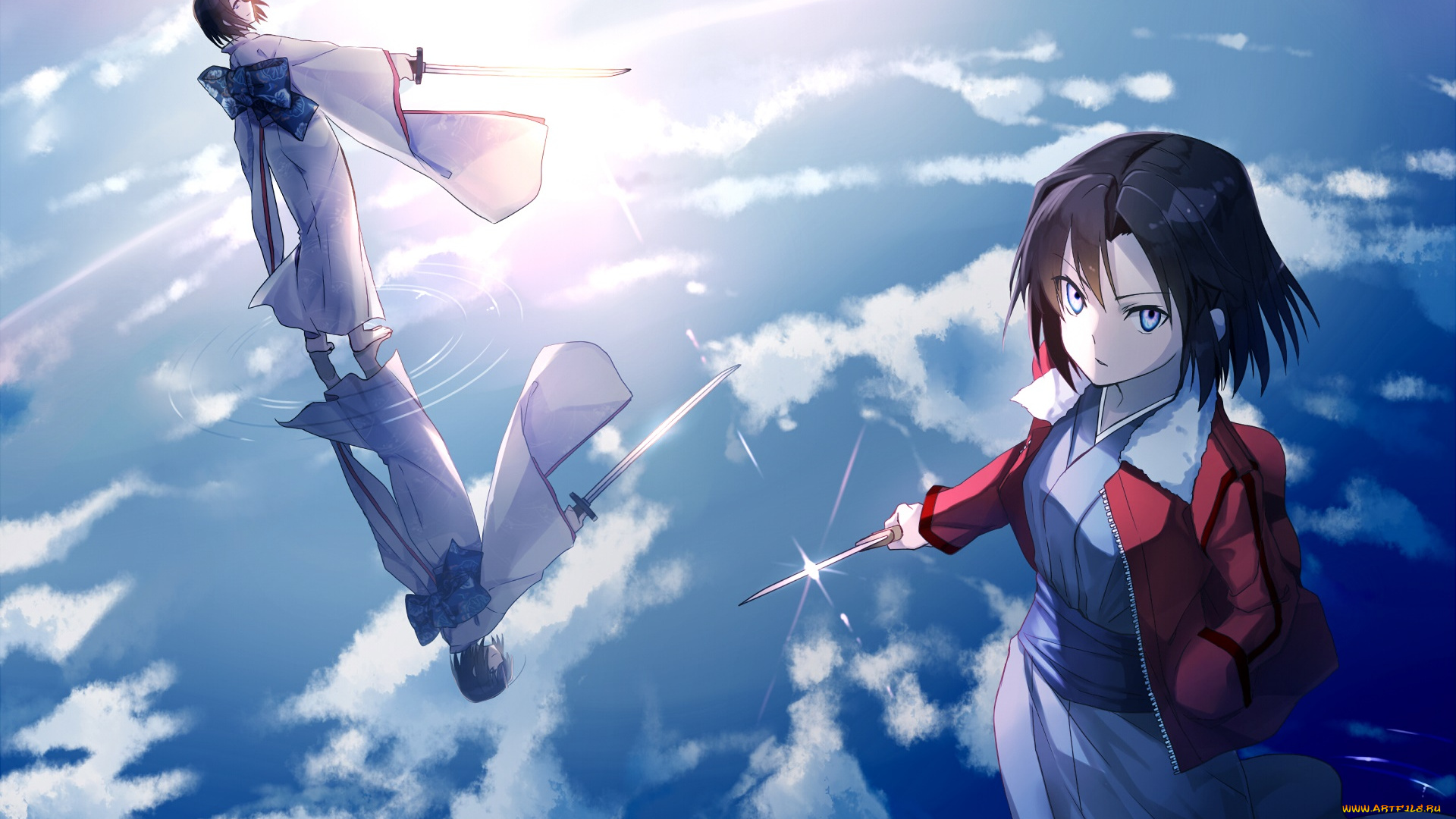 аниме, fate, stay, night, девушка, взгляд, фон