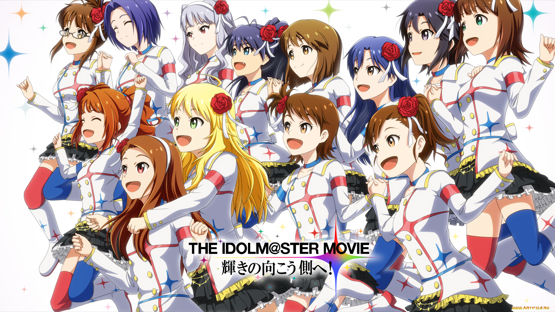аниме, idolm@ster, взгляд, фон, девушки