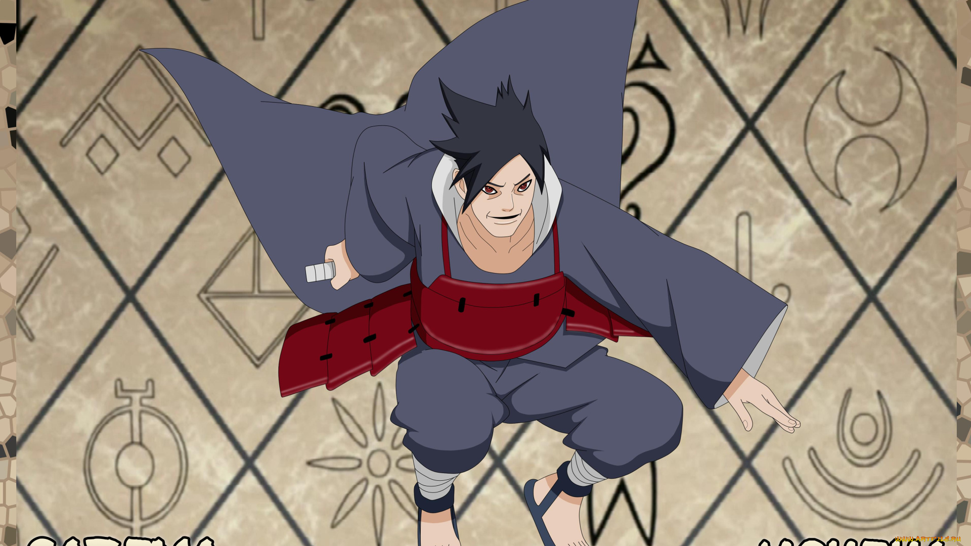 аниме, naruto, прыжок, таджима, учиха