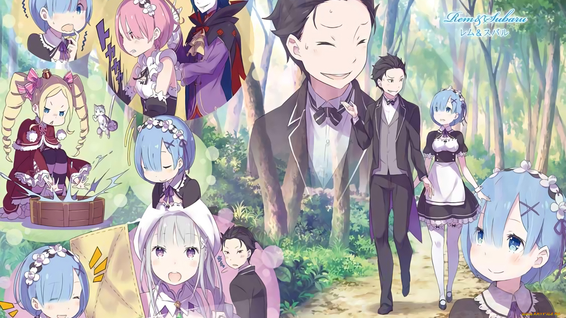 аниме, re, , zero, kara, hajimeru, isekai, seikatsu, эмилия, рем