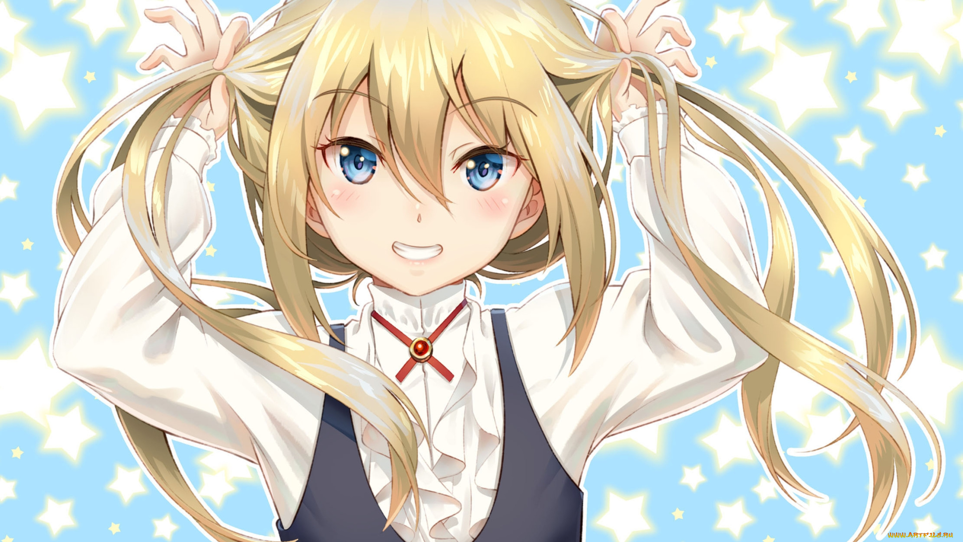 аниме, unknown, , другое, блондинка, девушка, форма, волосы
