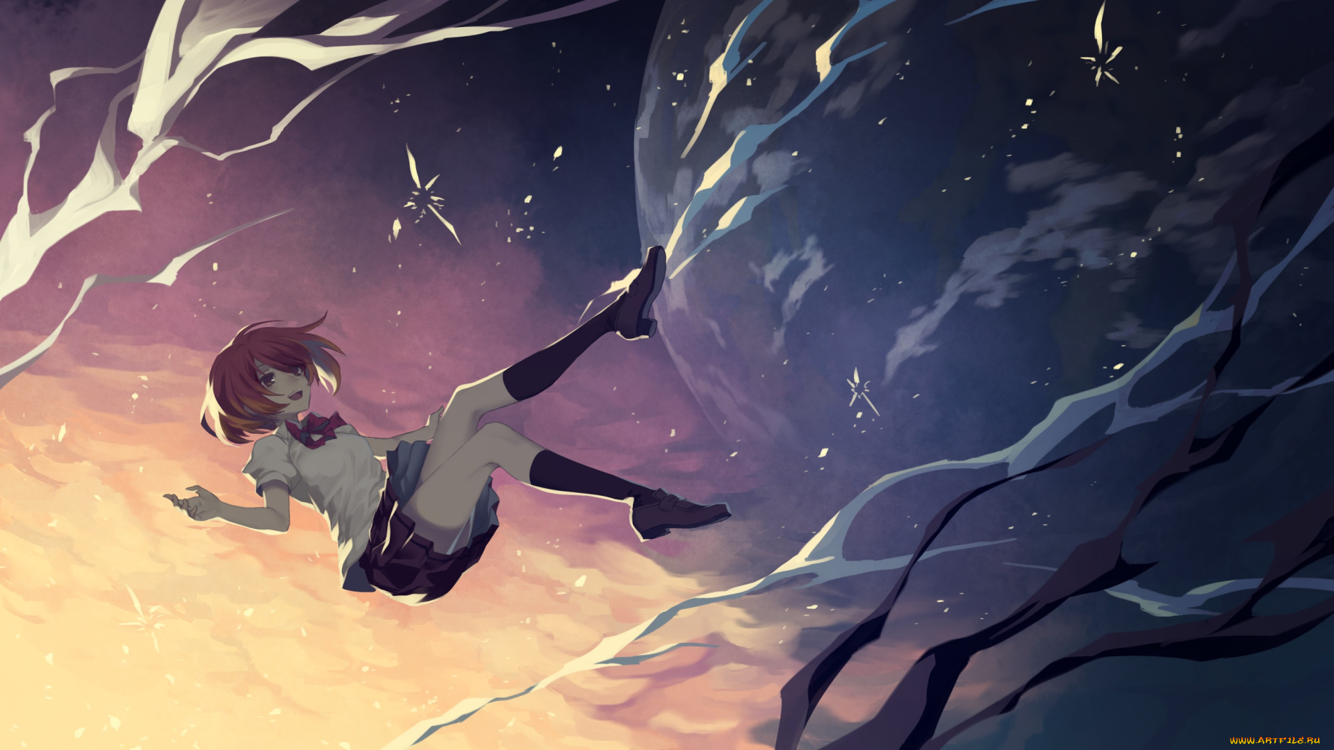 аниме, utau, фон, взгляд, девушка