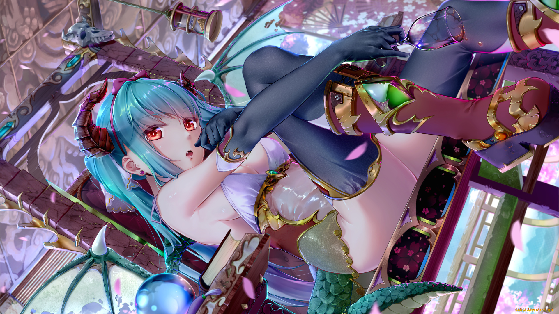 аниме, vocaloid, девушка, арт, демон, hatsune, miku