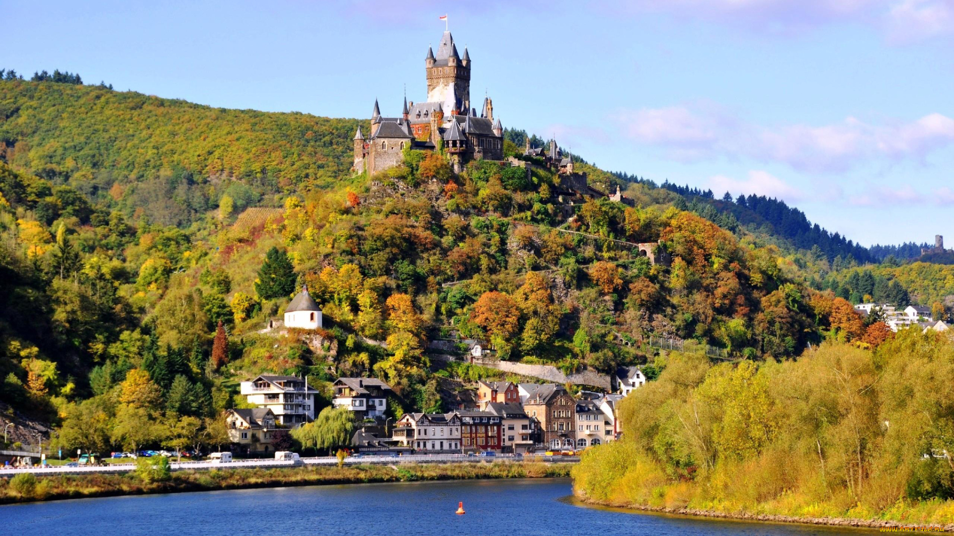 города, кохем, , германия, cochem, castle