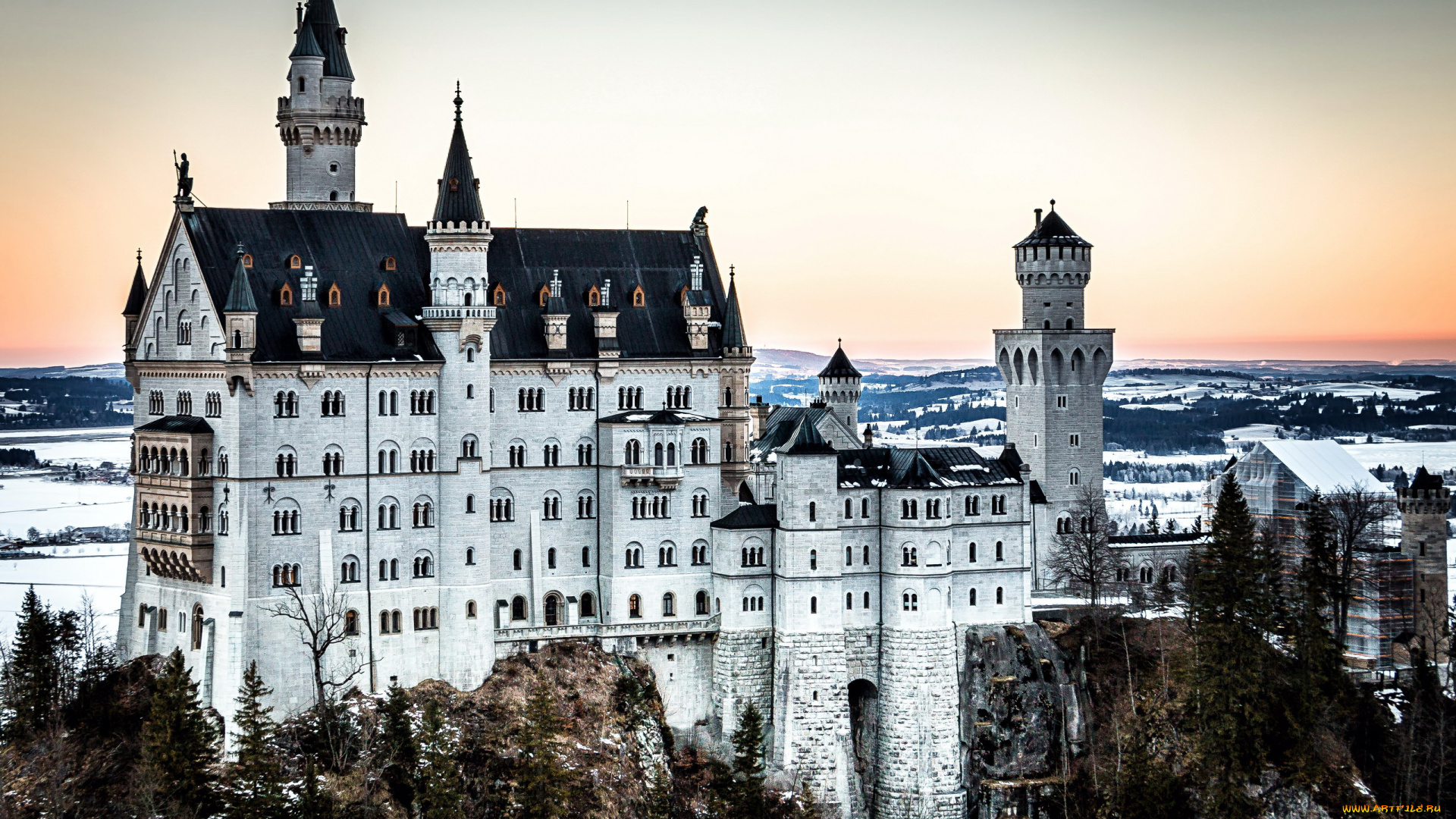 города, замок, нойшванштайн, , германия, neuschwanstein, castle