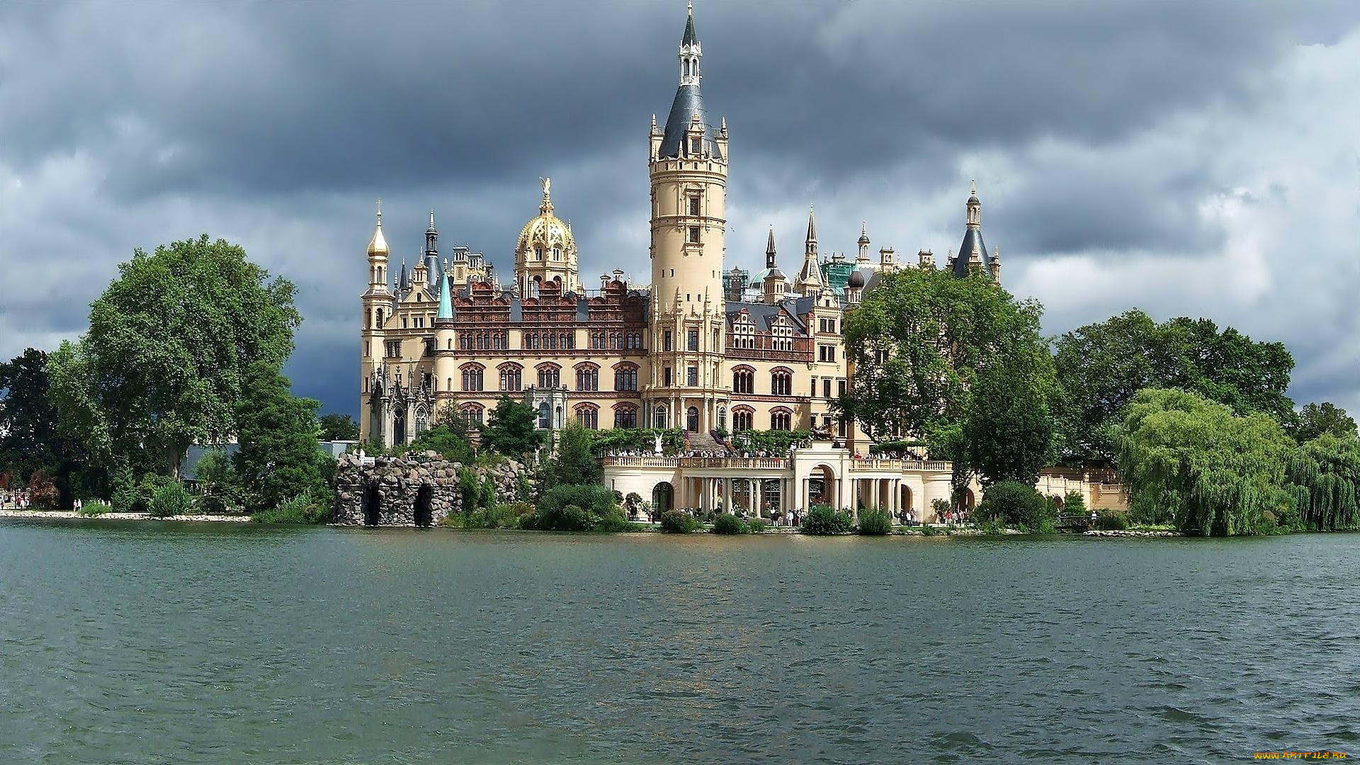 города, замок, шверин, , германия, castle, schwerin