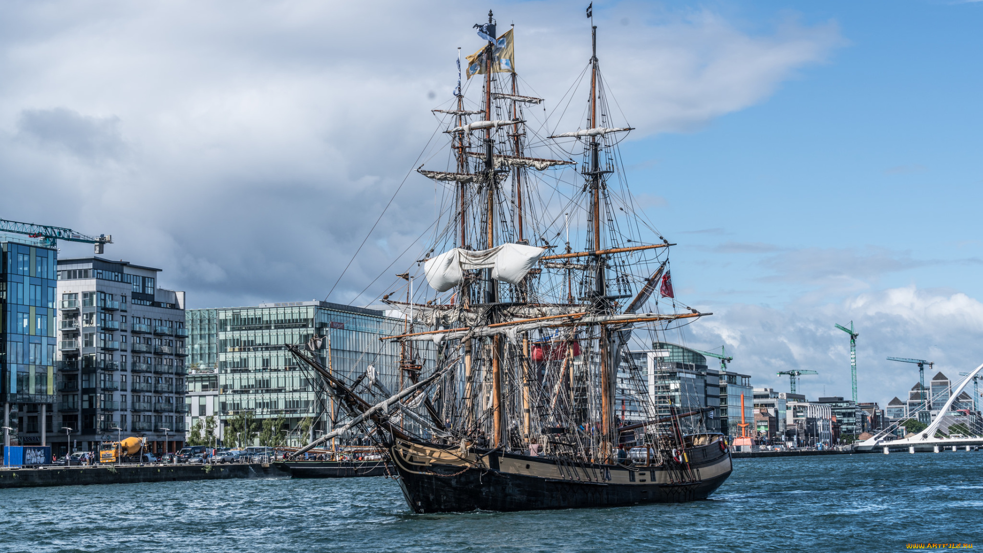 корабли, парусники, паруса, мачты