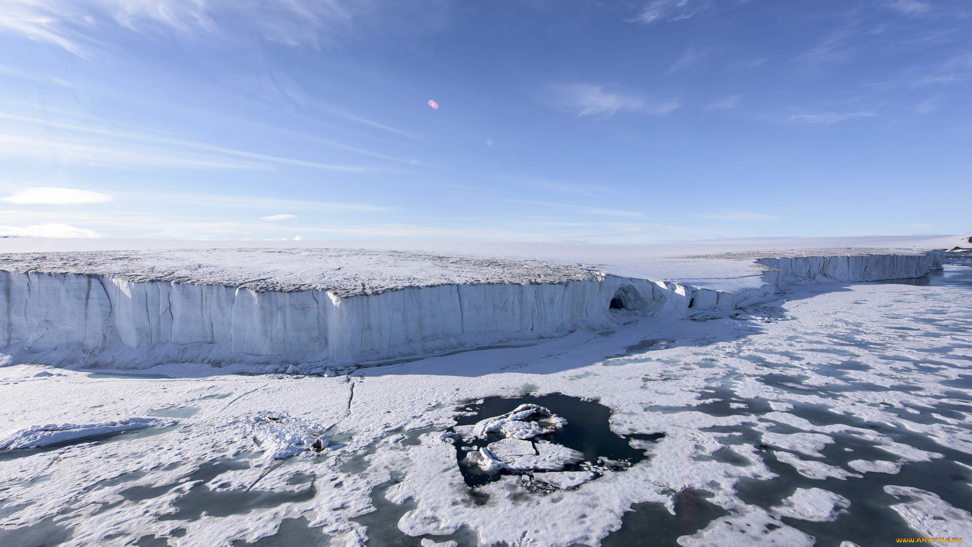 природа, айсберги, и, ледники, небо, море, льдины, снег, земля, франца-иосифа