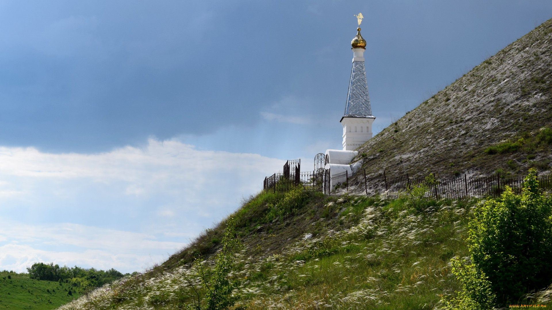 разное, религия, ковыль, часовня, поле, оградка