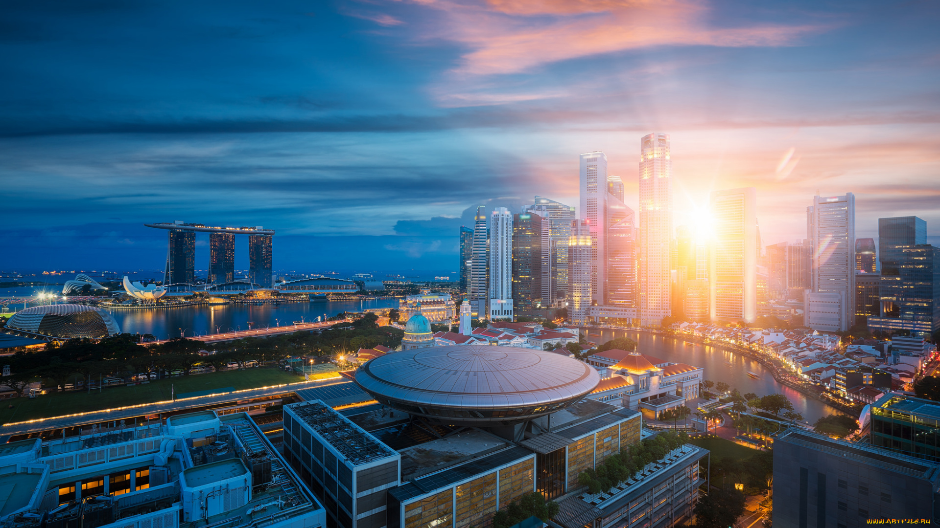 singapore, city, города, сингапур, , сингапур, рассвет