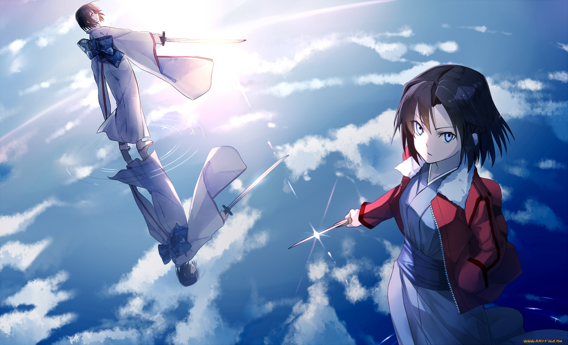 аниме, fate, stay, night, девушка, взгляд, фон