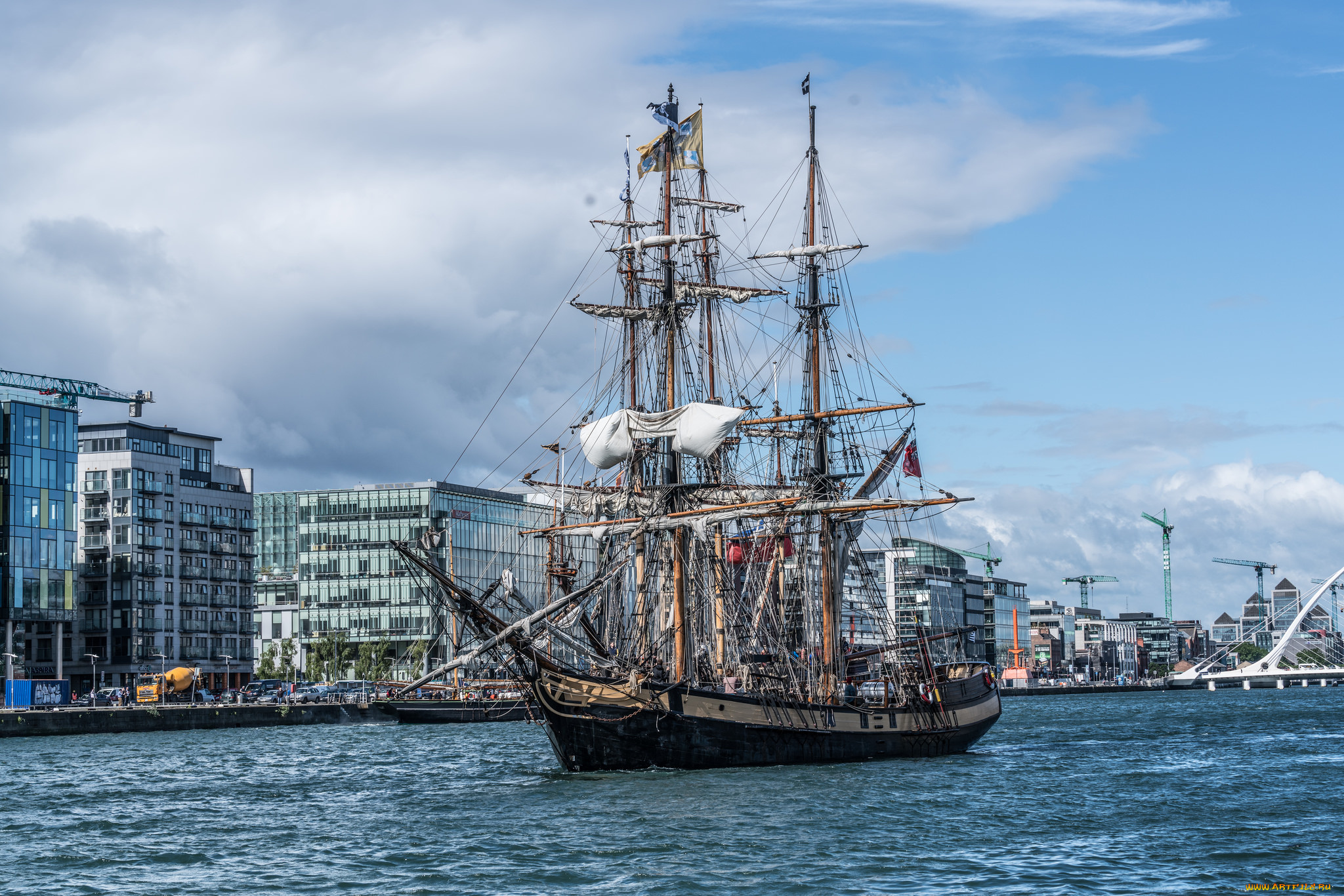 корабли, парусники, паруса, мачты