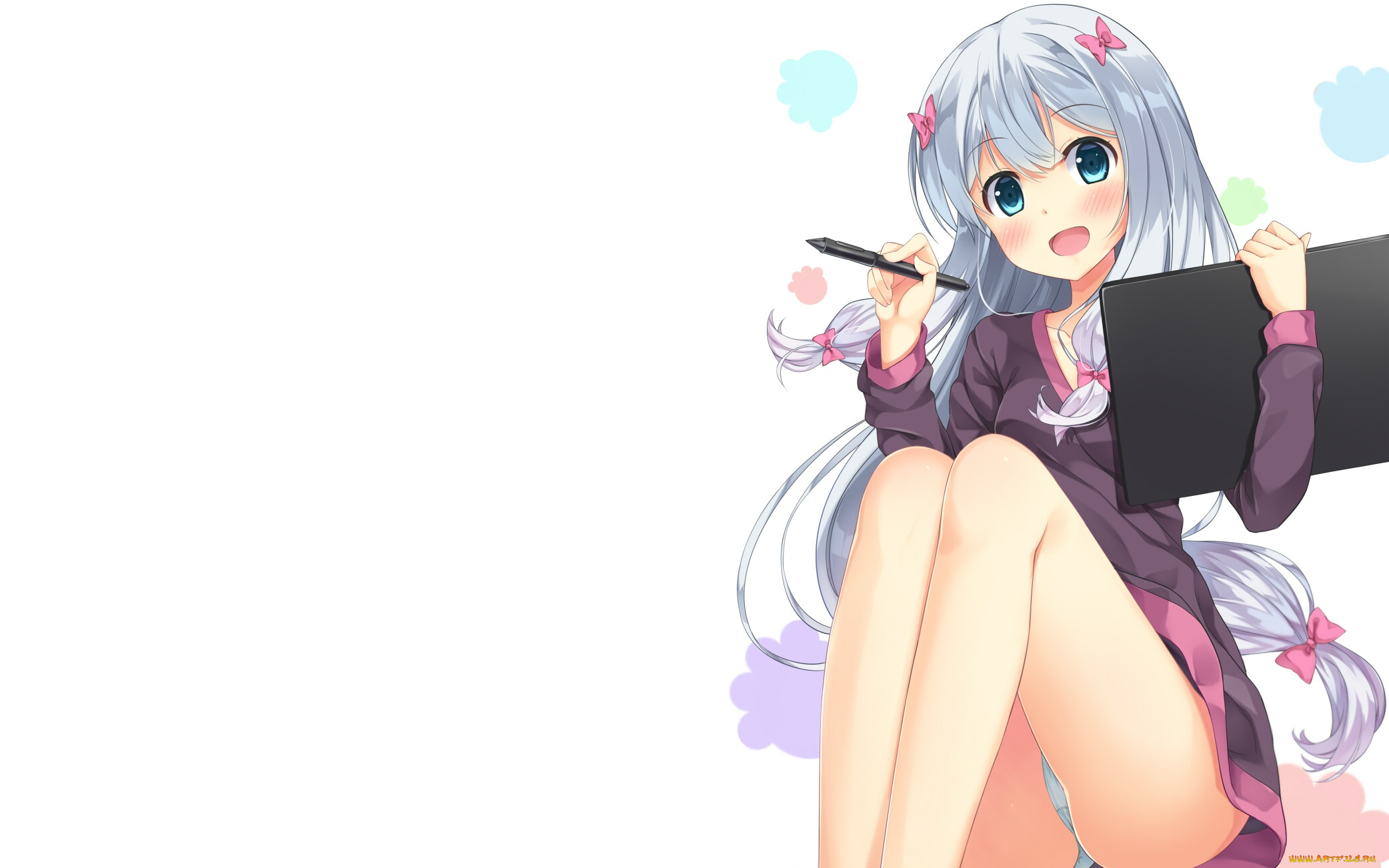 аниме, eromanga-sensei, взгляд, девушка, фон