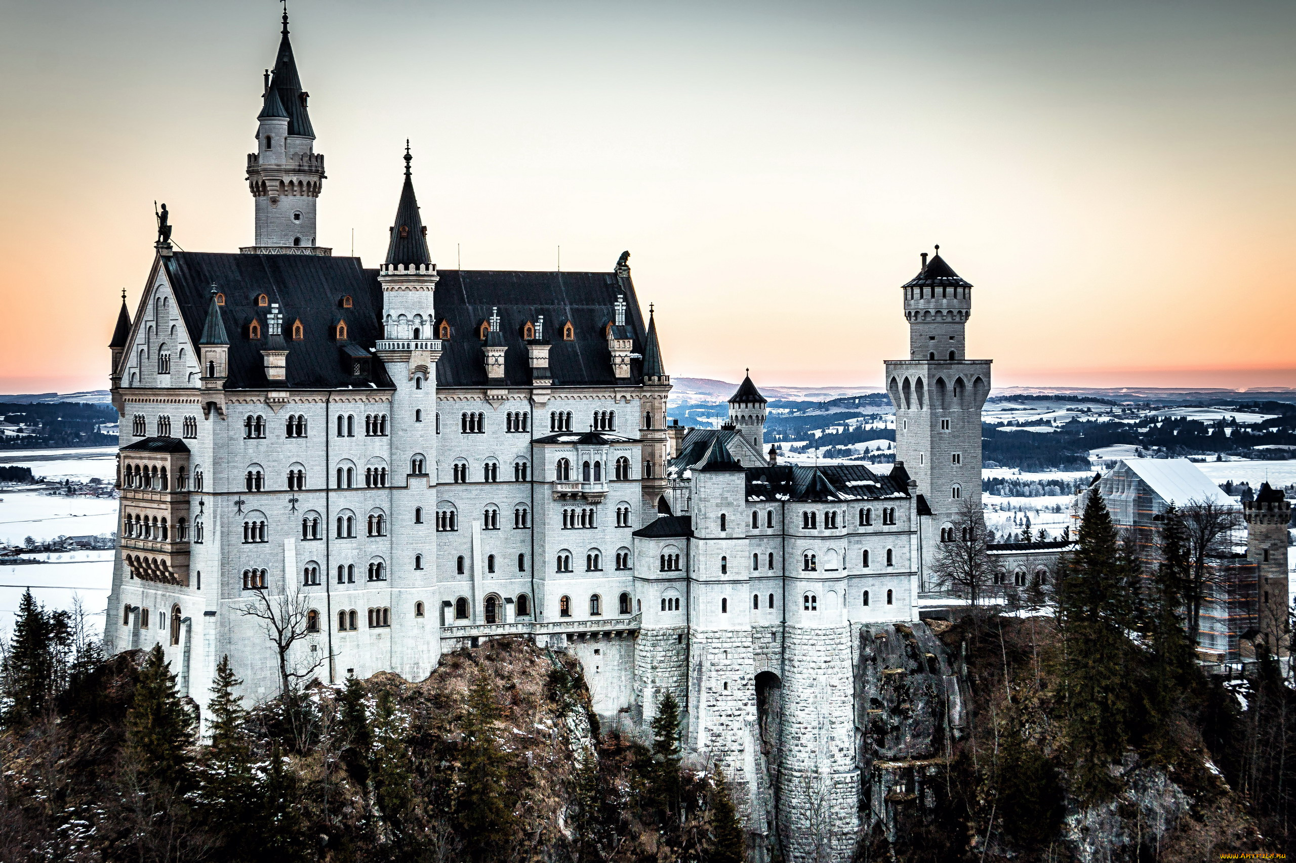 города, замок, нойшванштайн, , германия, neuschwanstein, castle