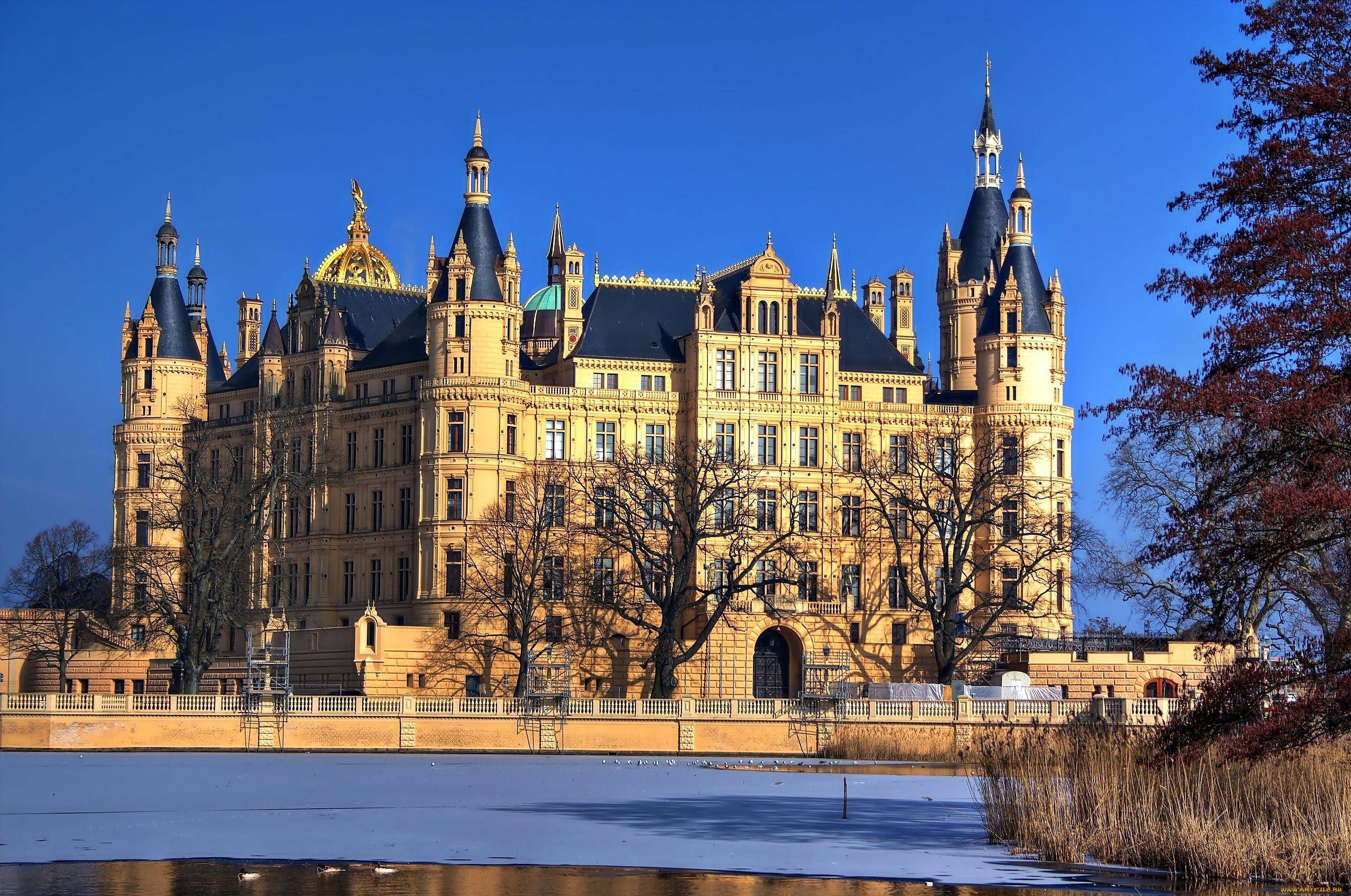 города, замок, шверин, , германия, castle, schwerin