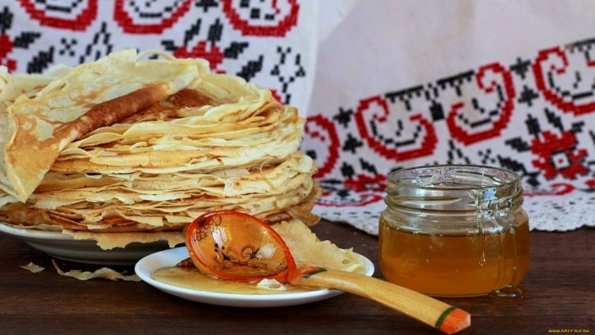 еда, блины, , оладьи, мед, масленница