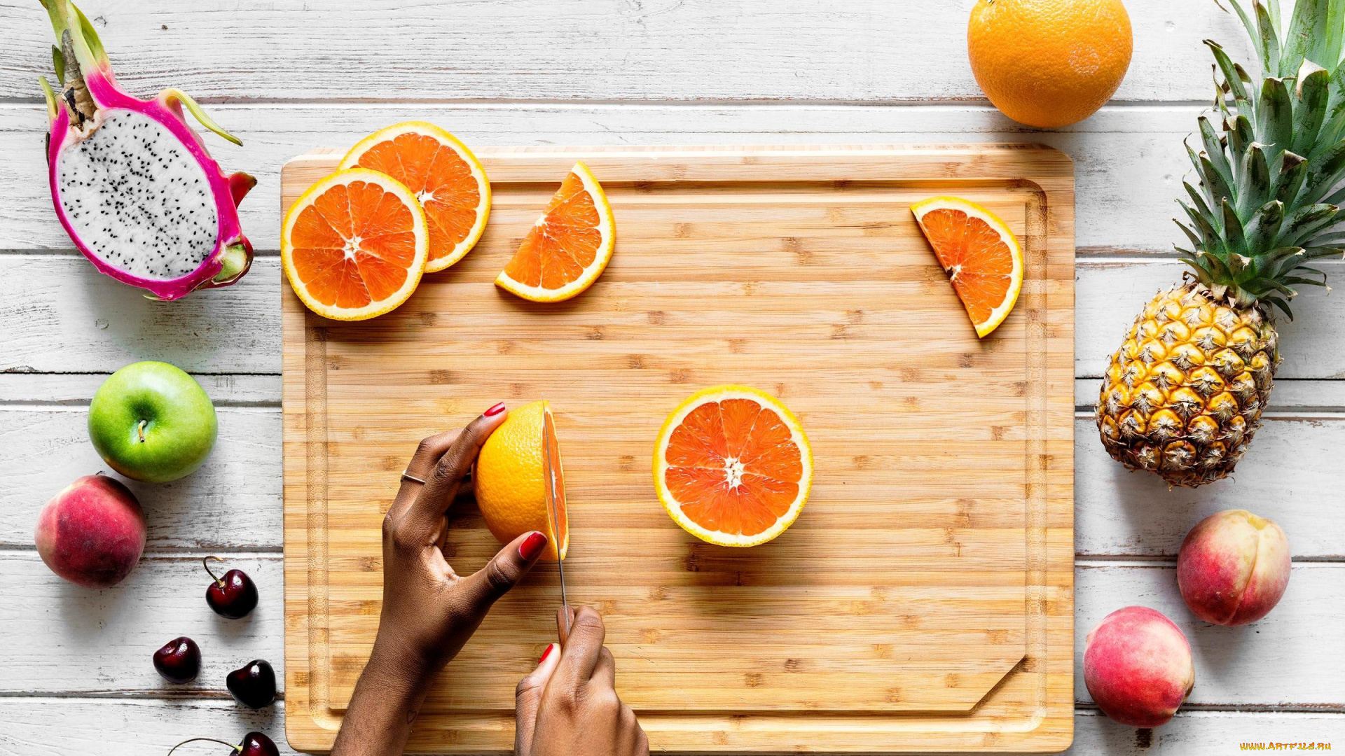 еда, фрукты, , ягоды, фрукт, дракона, ананас, апельсины, персик