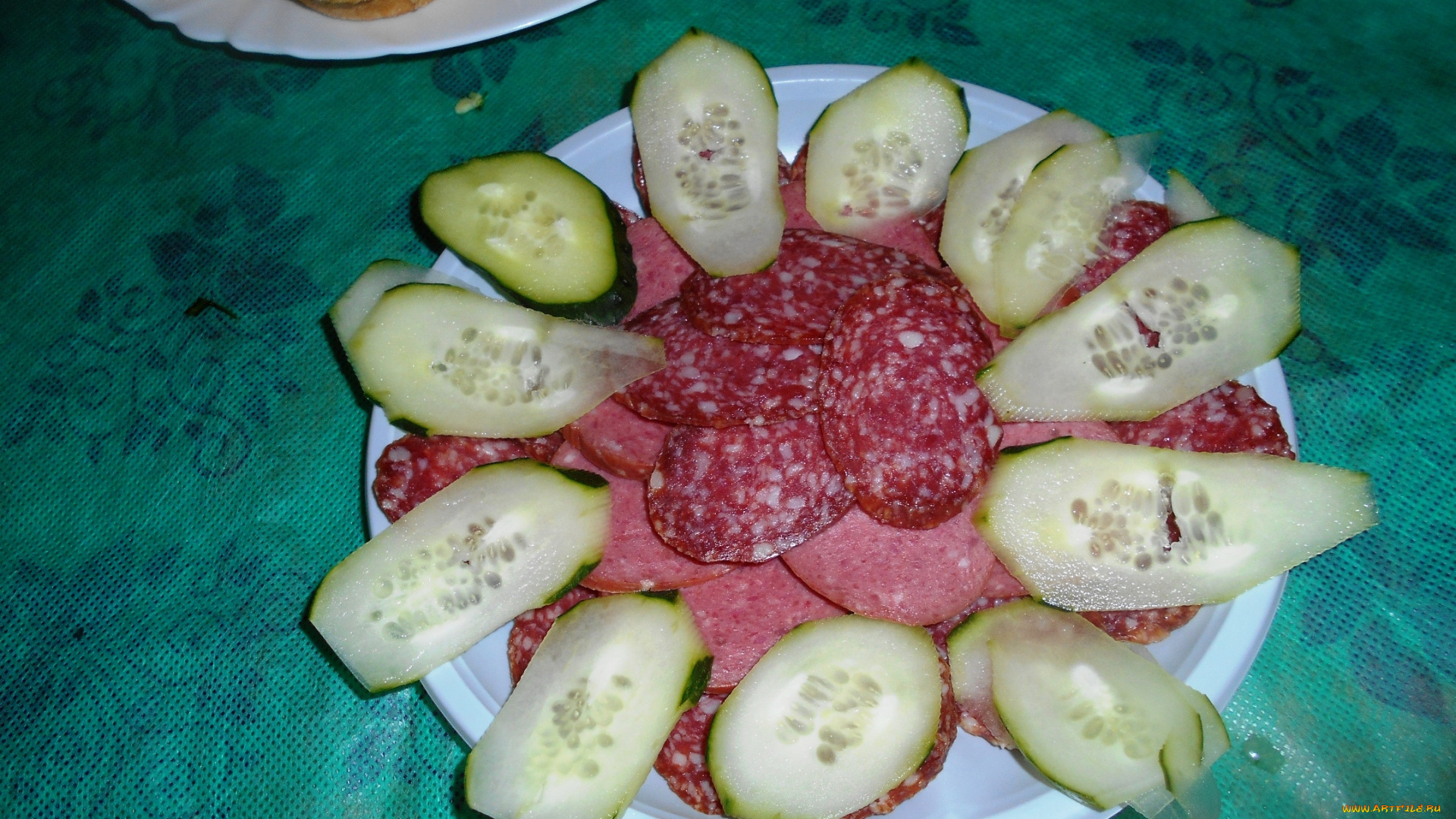 еда, колбасные, изделия, колбаса, огурец