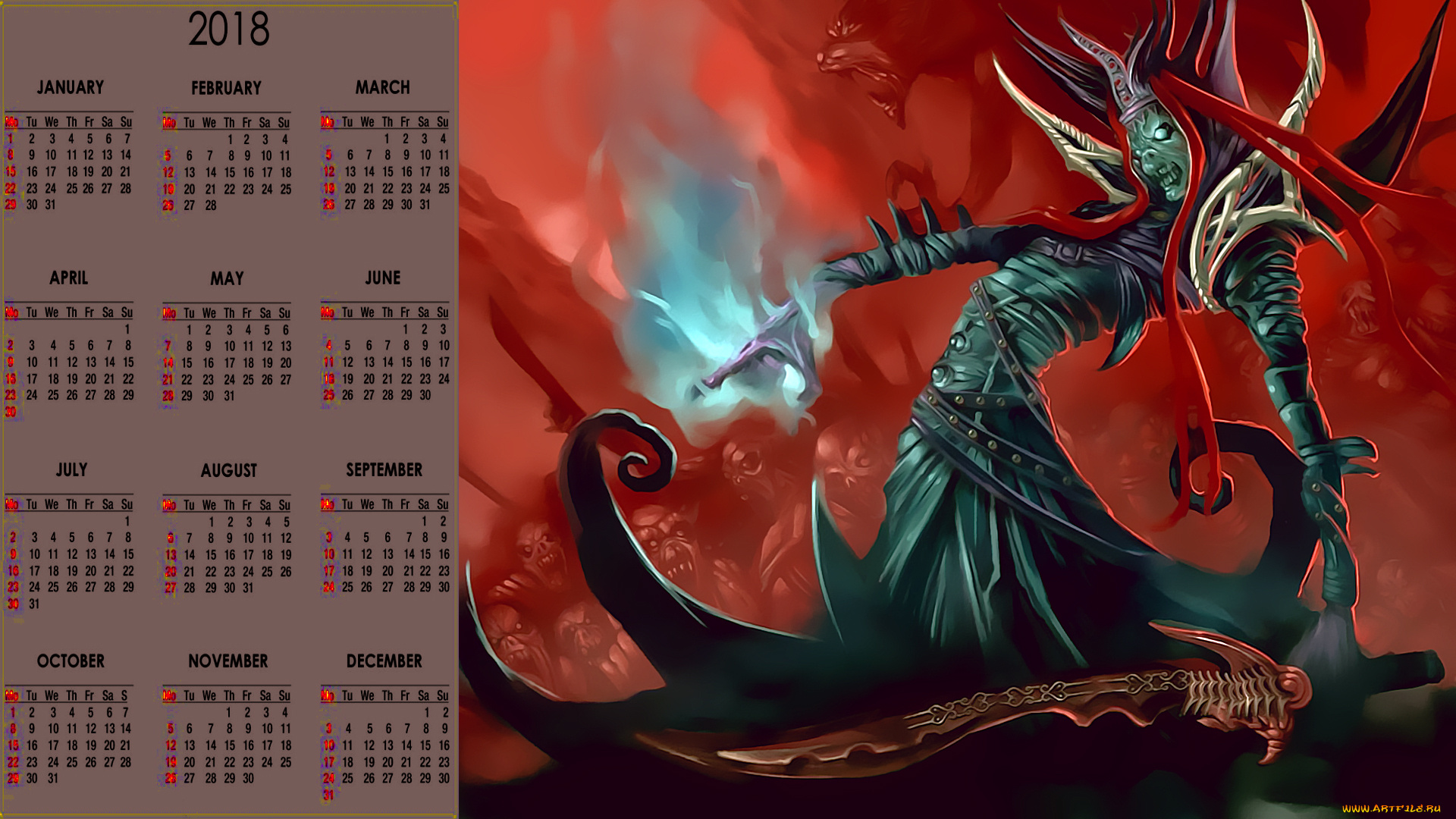 календари, фэнтези, оружие, существо