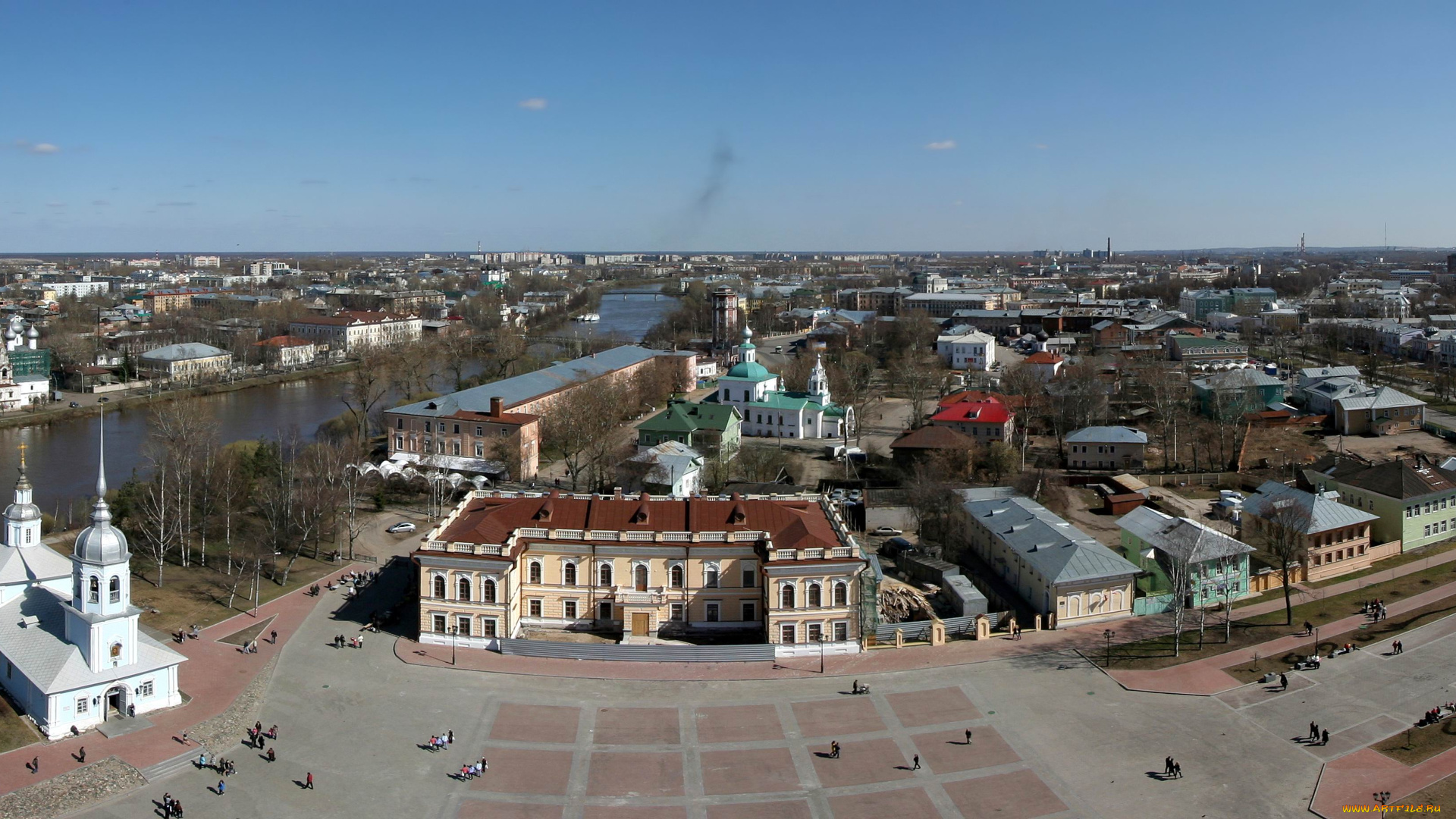 вологда, россия, города, -, панорамы, вид, сверху, город, панорама