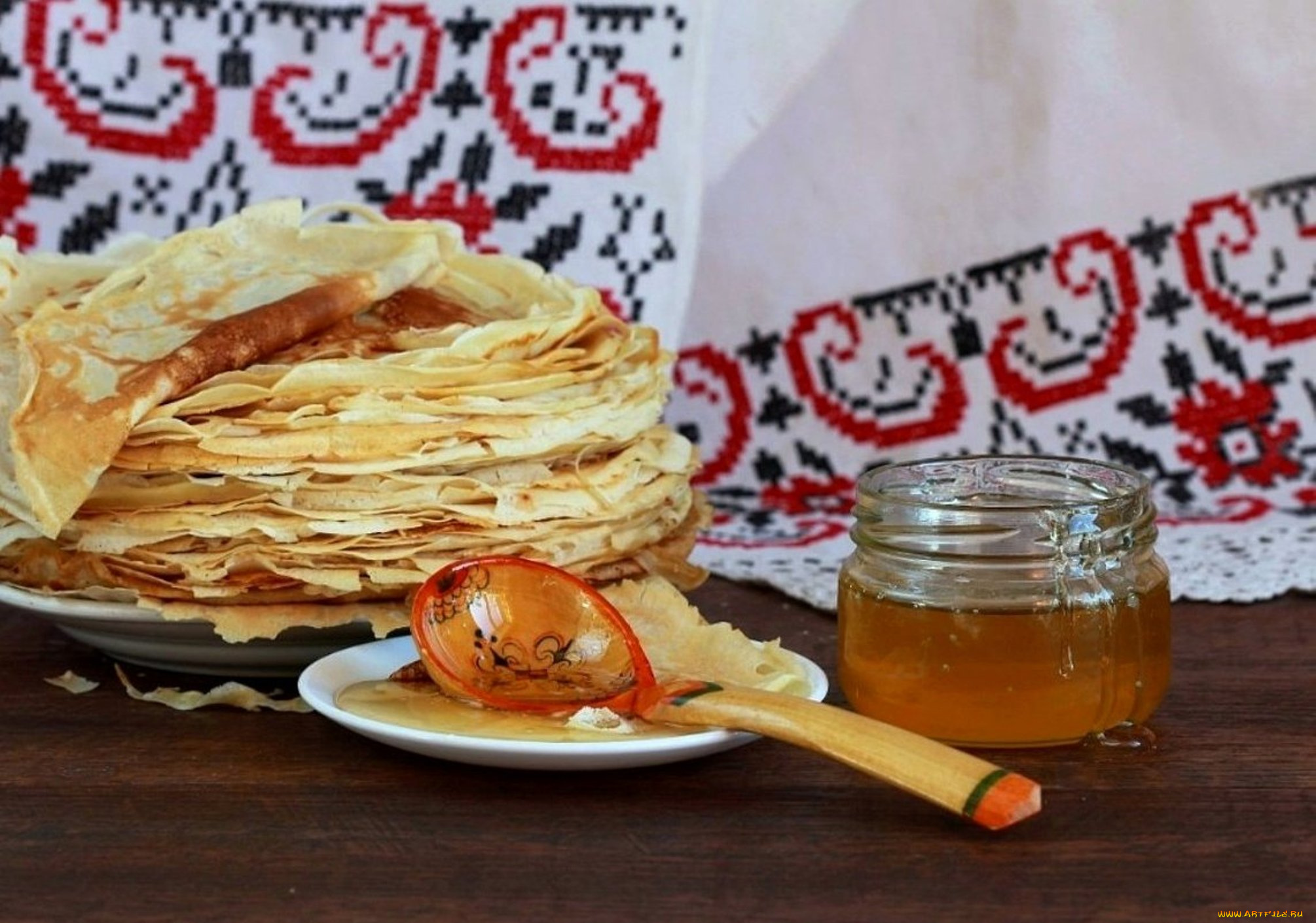 еда, блины, , оладьи, мед, масленница