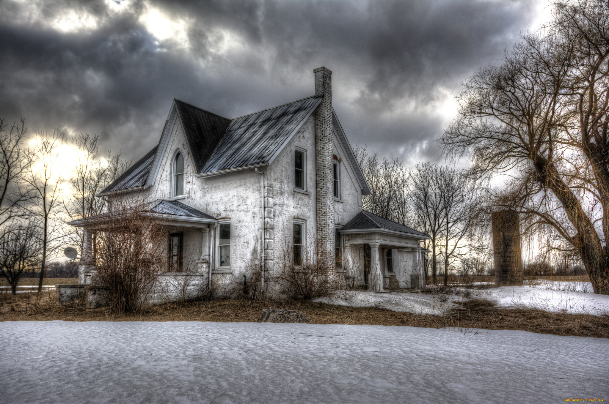 города, -, здания, , дома, зима, дом, снег