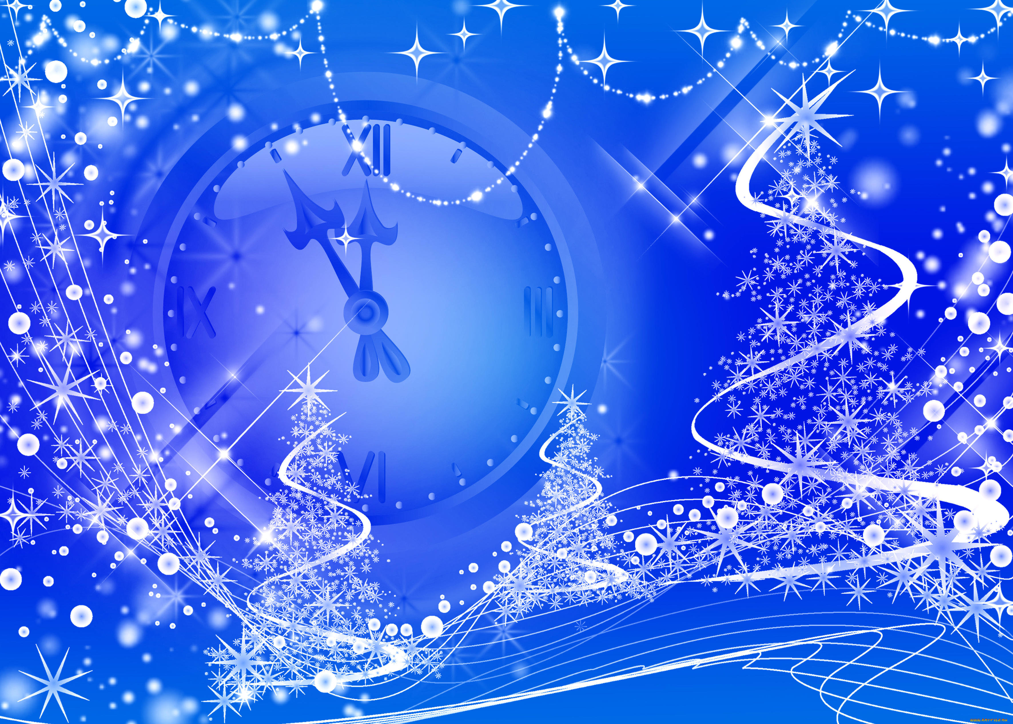 праздничные, векторная, графика, , новый, год, часы, снежинки