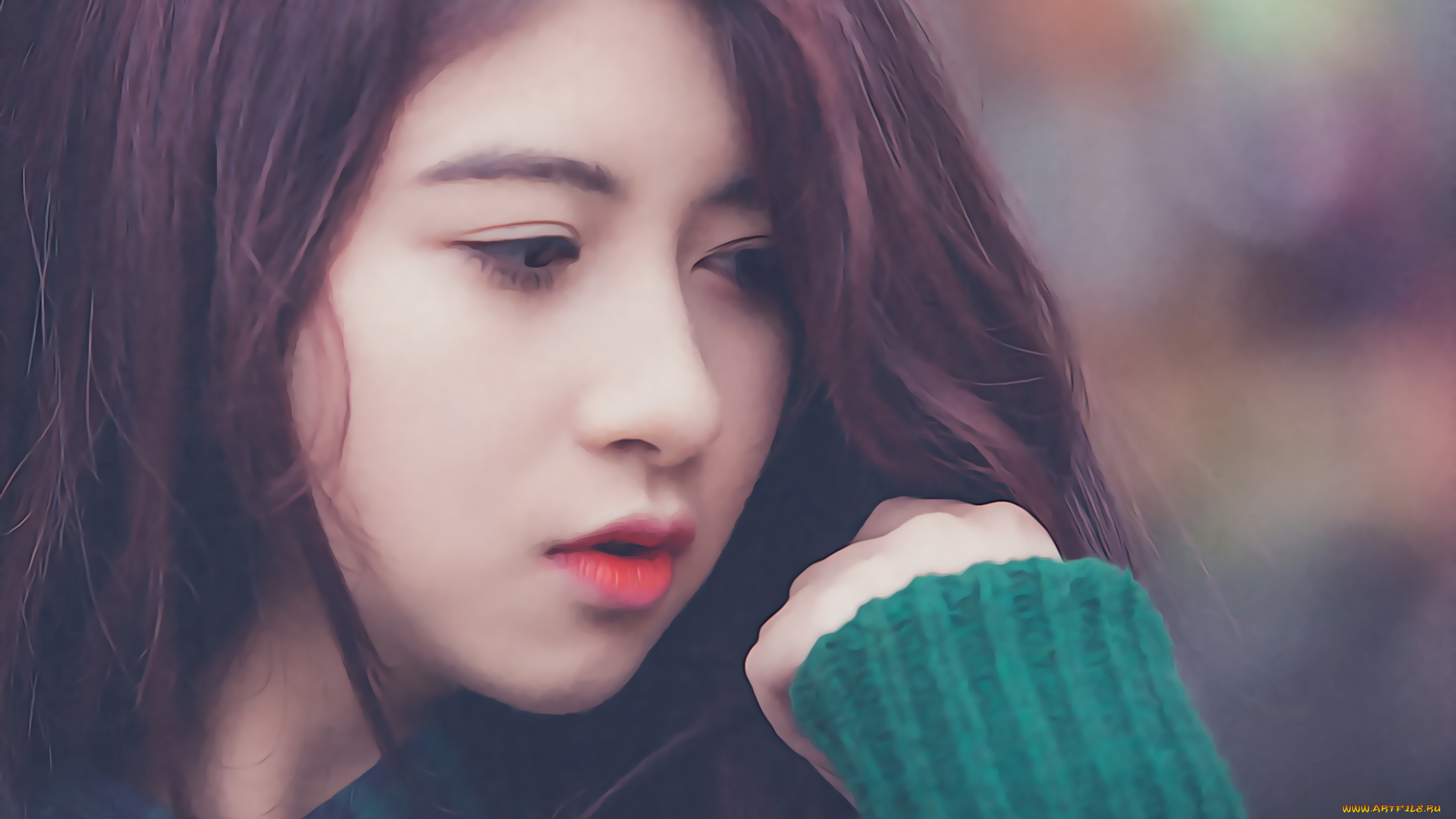 календари, компьютерный, дизайн, девушка, азиатка, лицо