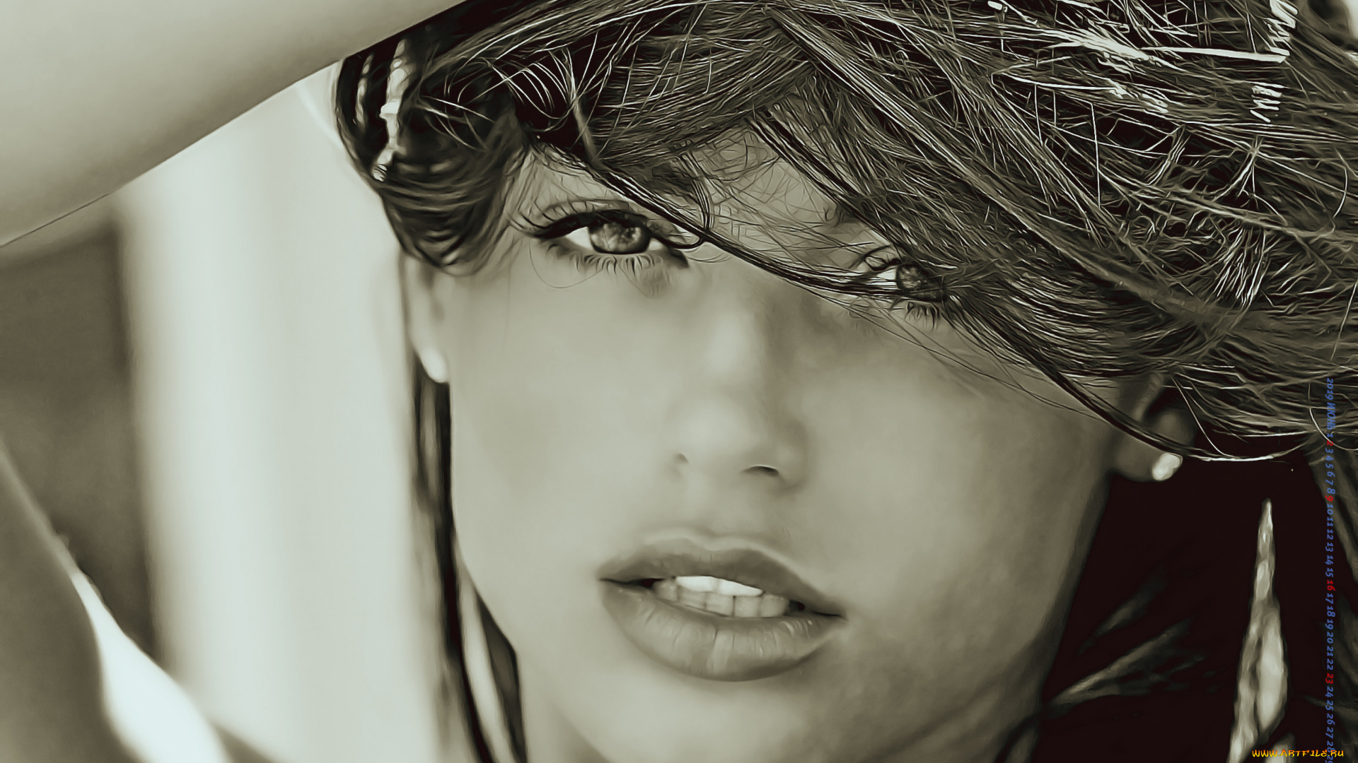 календари, компьютерный, дизайн, взгляд, лицо, девушка, calendar