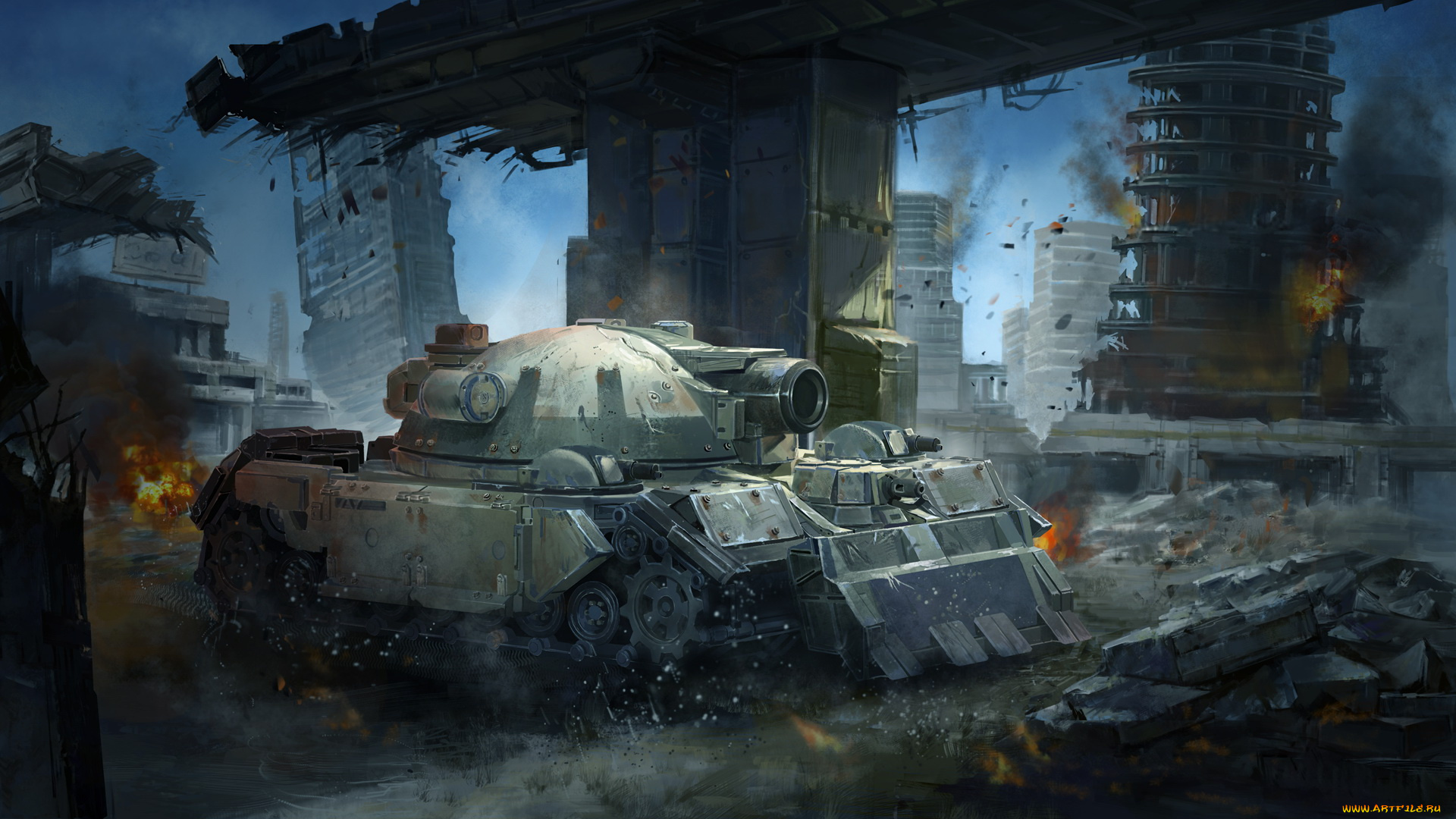 видео, игры, battalion, wars, город, фон, танк