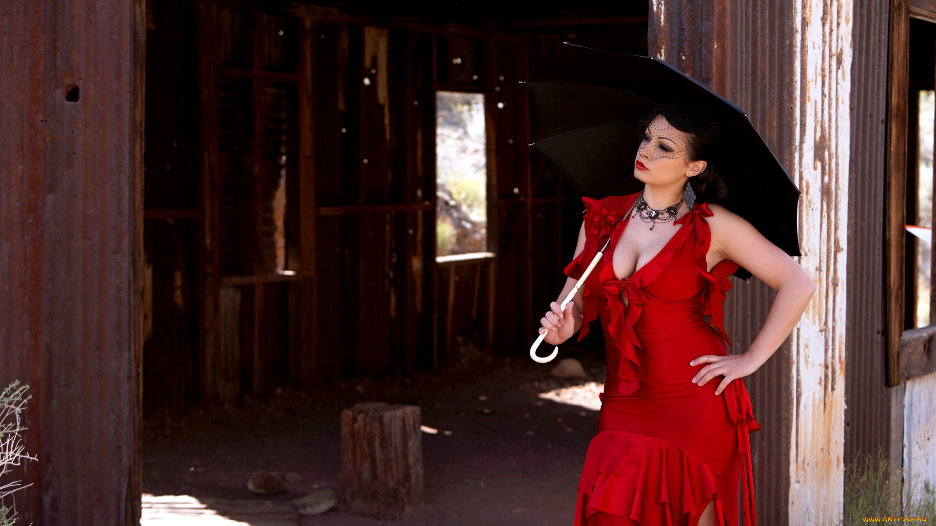 девушки, aria, giovanni, платье, зонт, сарай