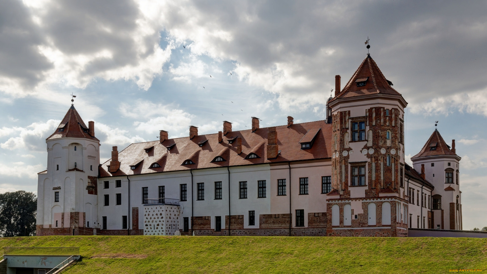 мирский, замок, города, -, дворцы, , замки, , крепости, мирский, замок, дворец, беларусь, облака