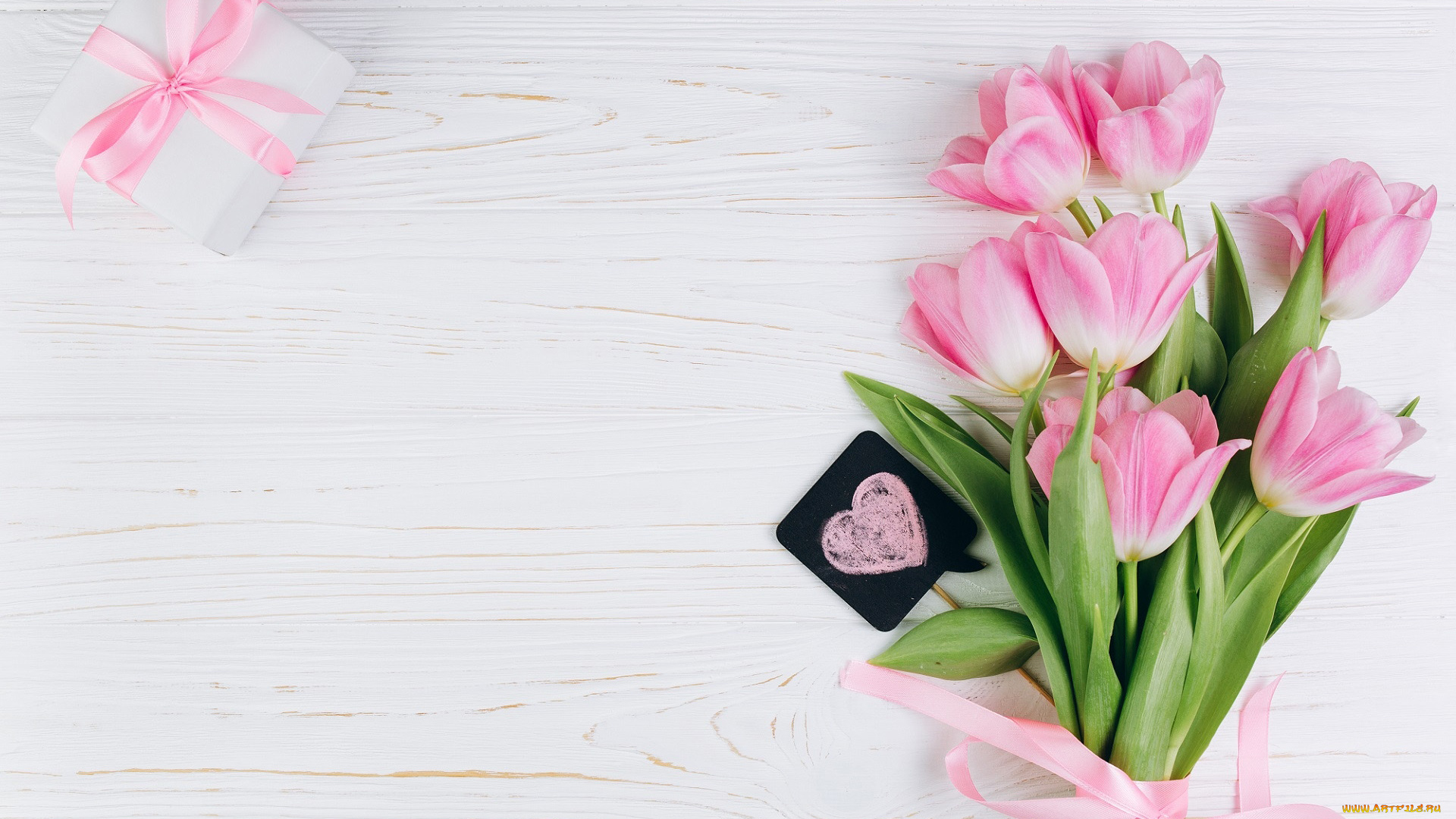 праздничные, подарки, и, коробочки, тюльпаны, подарок, сердечко