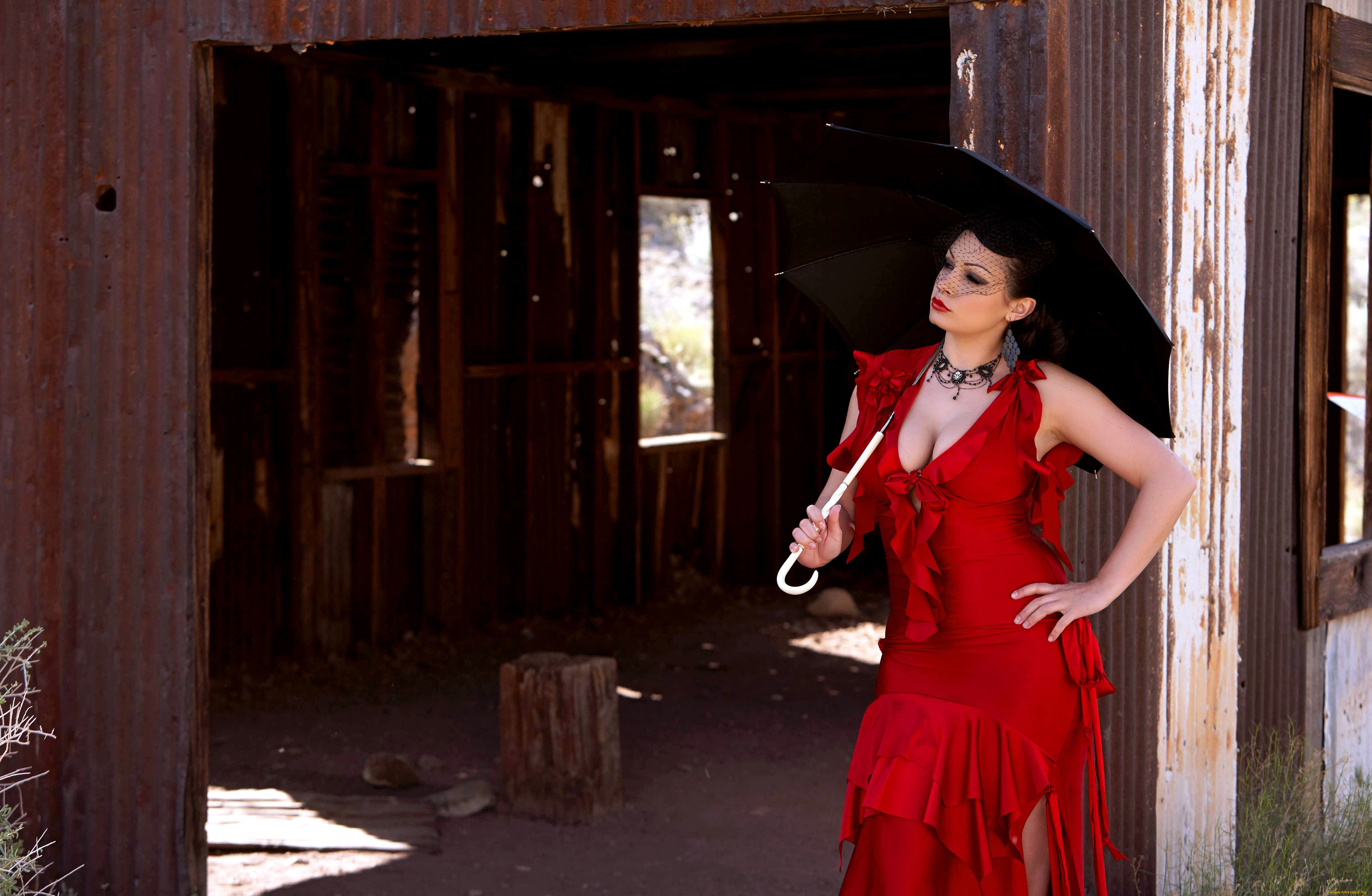 девушки, aria, giovanni, платье, зонт, сарай