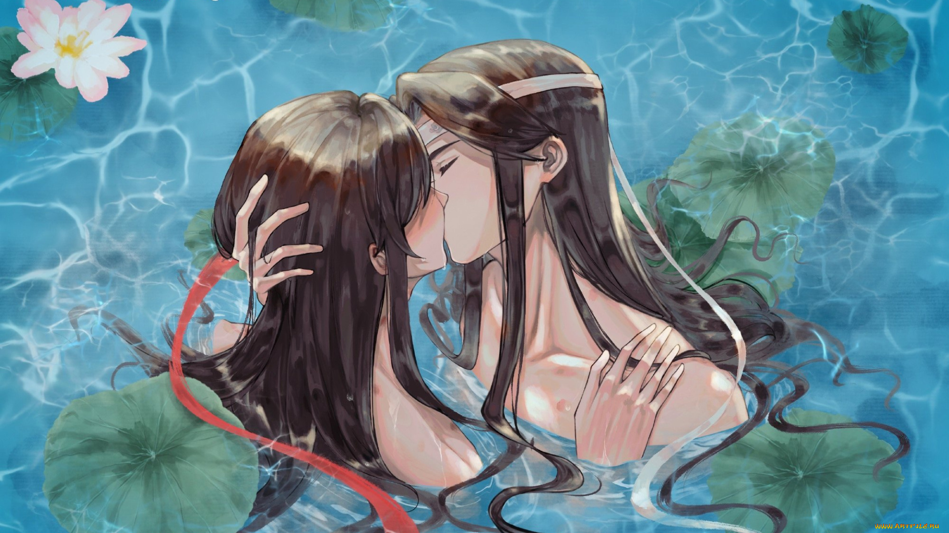 аниме, mo, dao, zu, shi, вэй, усянь, лань, ванцзы, поцелуй, озеро