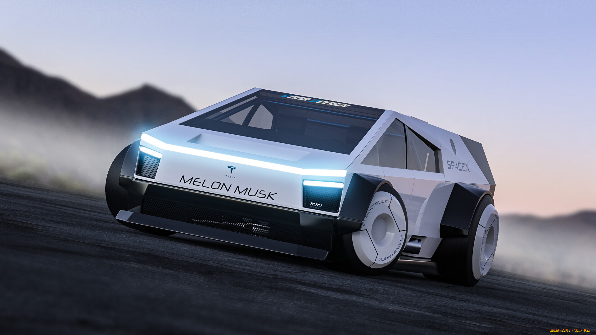 автомобили, 3д, tesla, cyber, truck