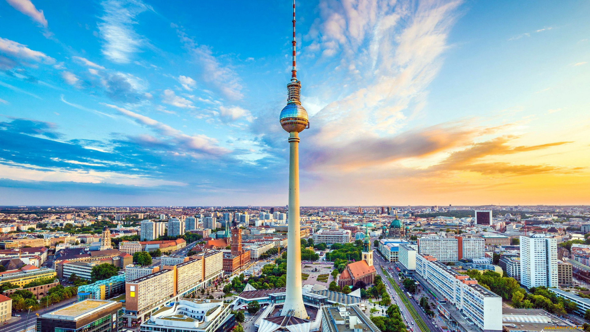 города, берлин, , германия, панорама, телевышка
