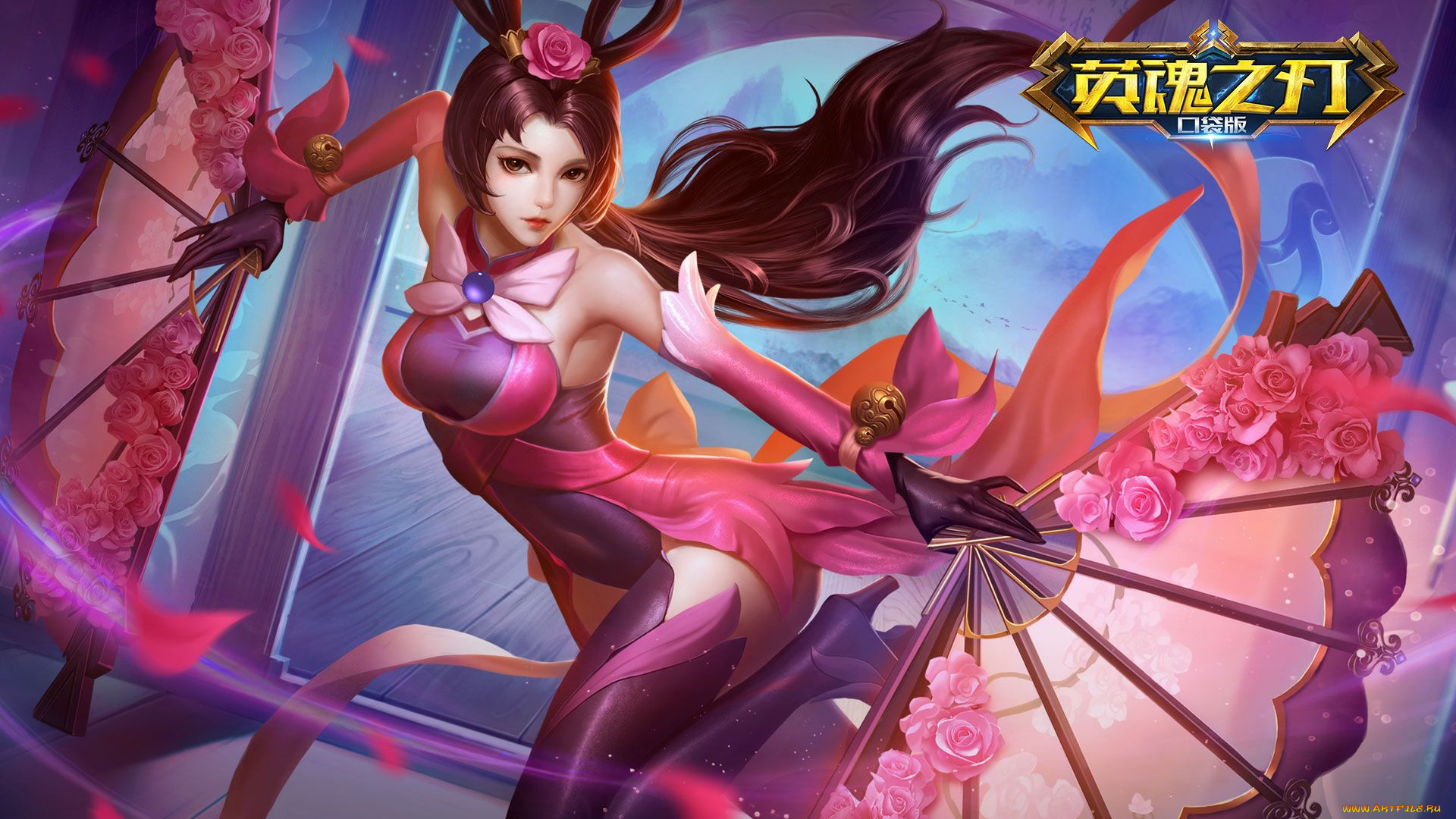 видео, игры, heroes, evolved, девушка, веера, розы