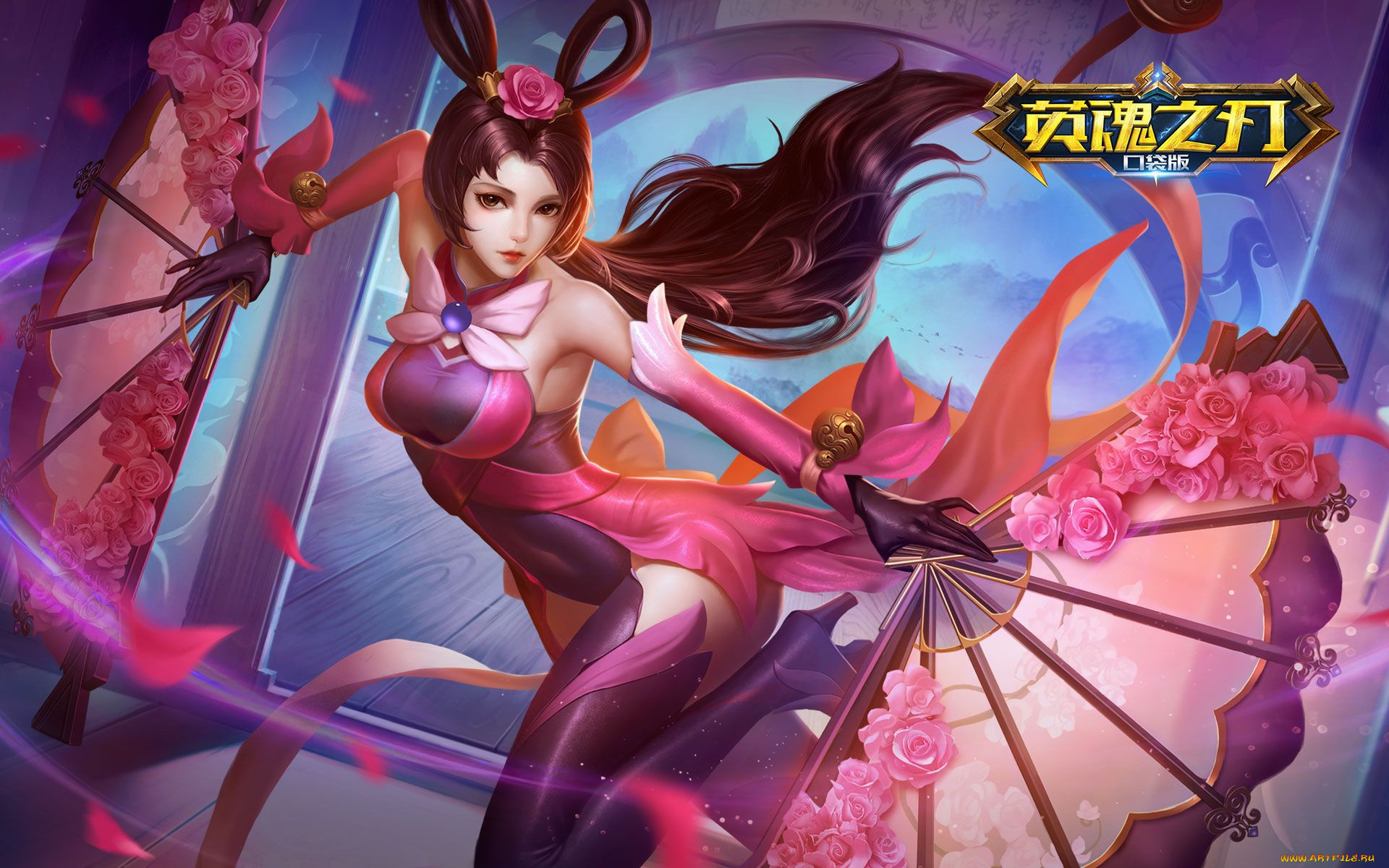 видео, игры, heroes, evolved, девушка, веера, розы