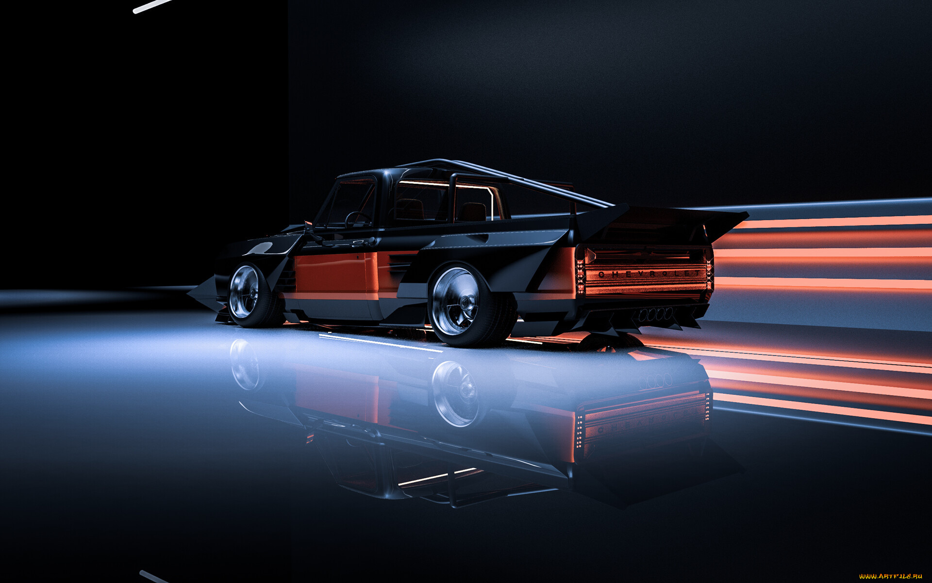 chevrolet, c10, cyber, truck, автомобили, 3д, chevrolet, c10, cyber, truck