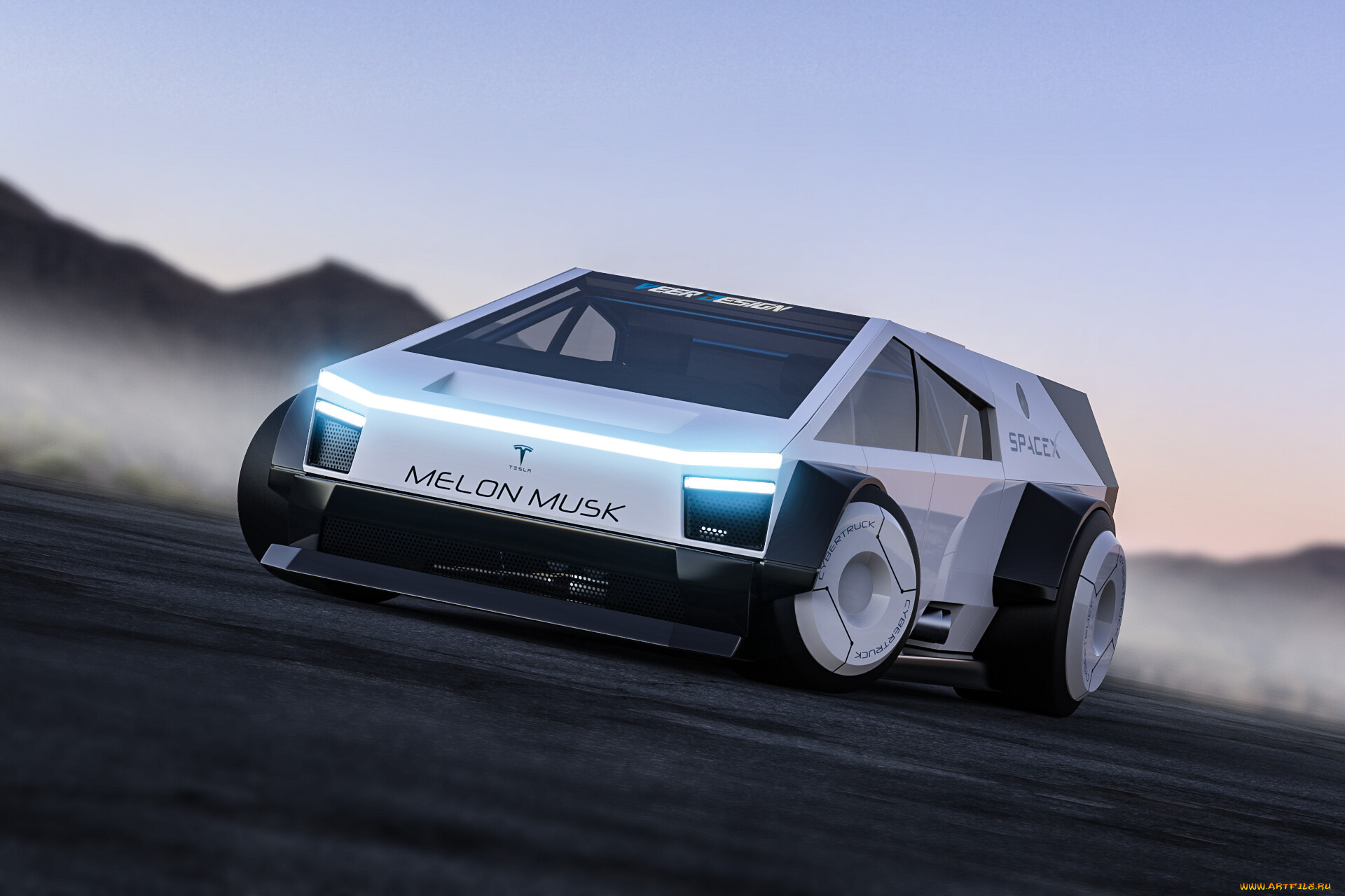 автомобили, 3д, tesla, cyber, truck