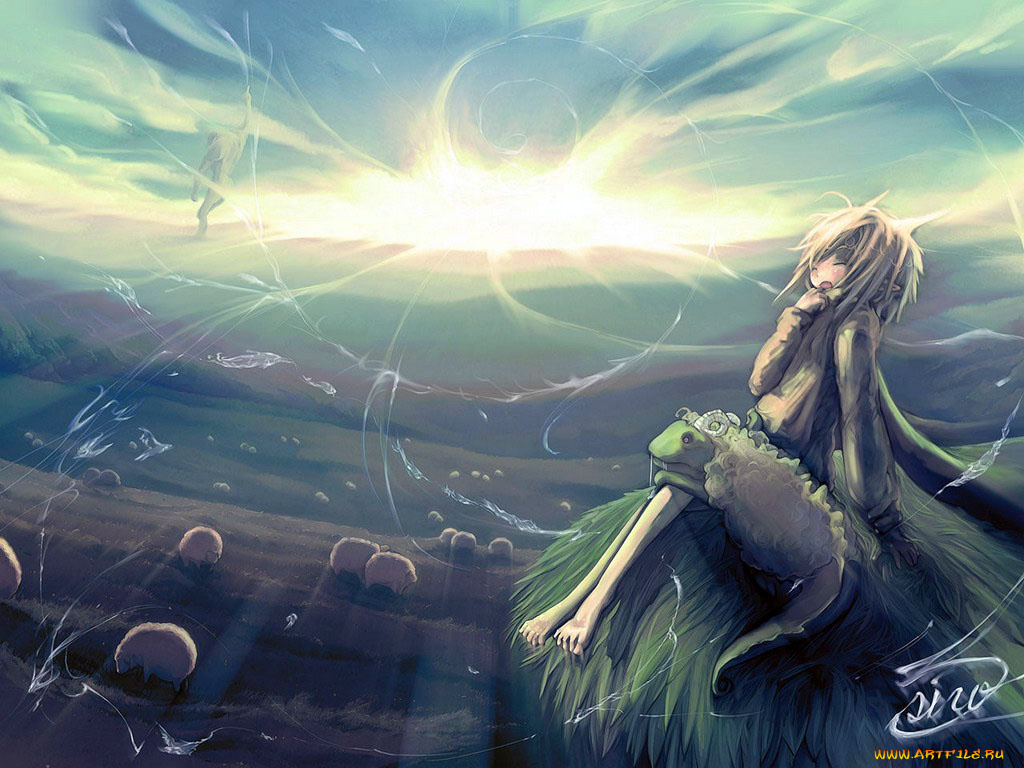 рассвет, аниме, animals