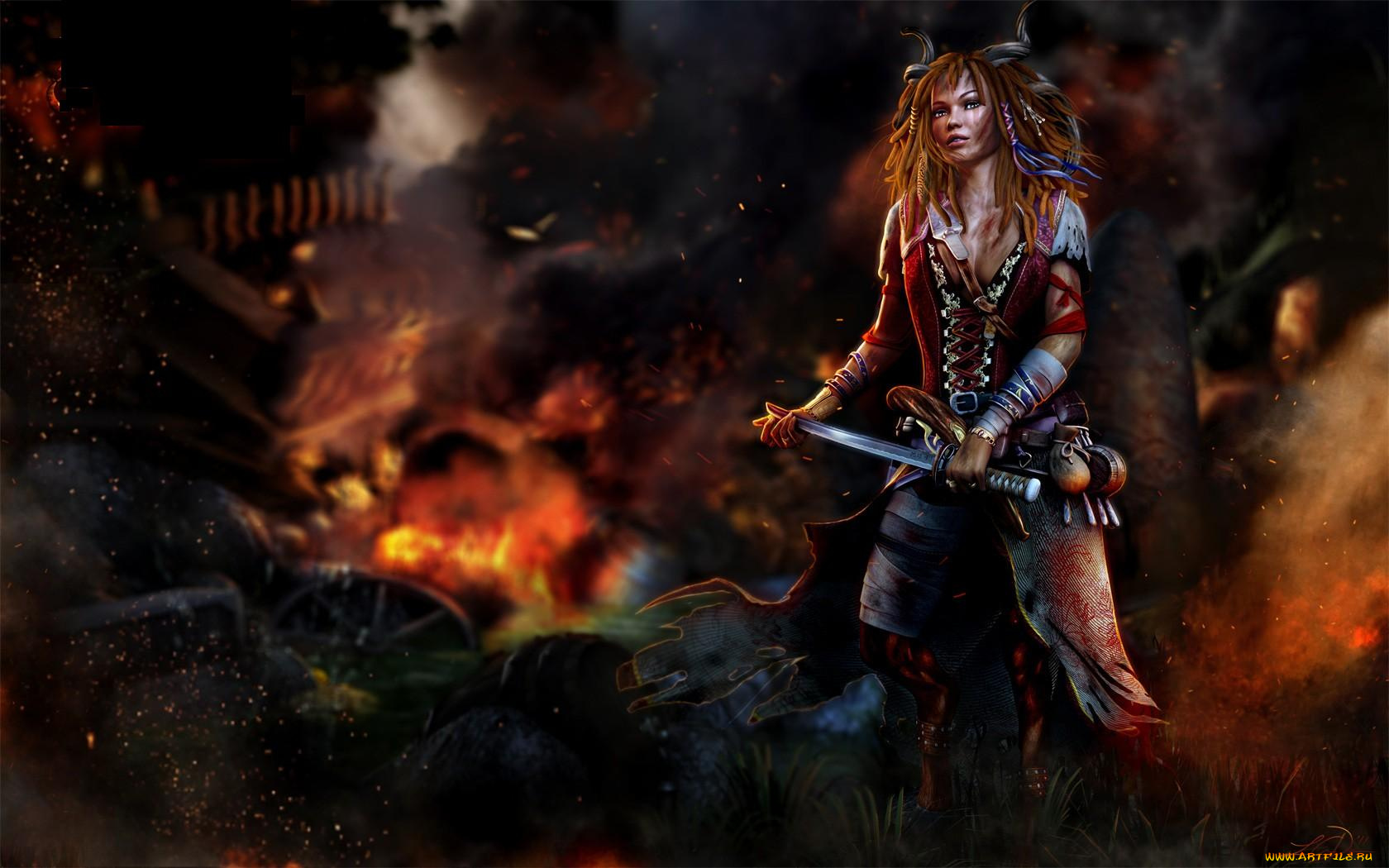 3д, графика, amazon, амазонки, девушка, оружие