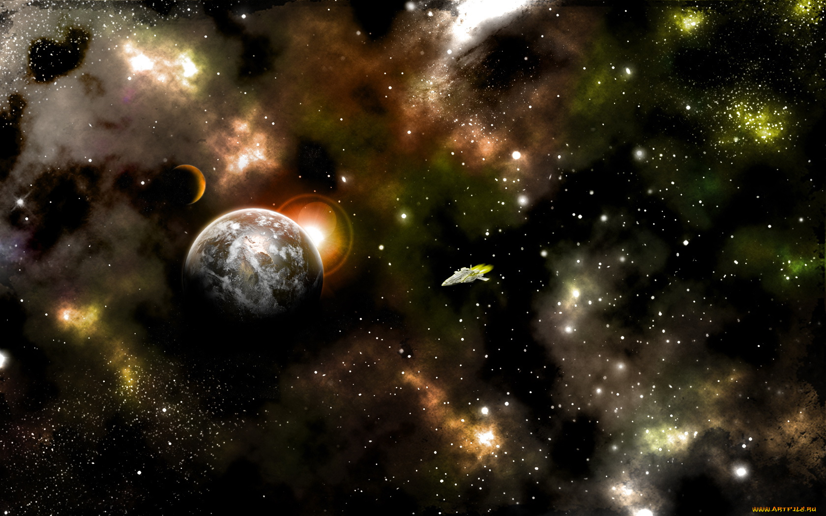 космос, арт, звёзды, планеты