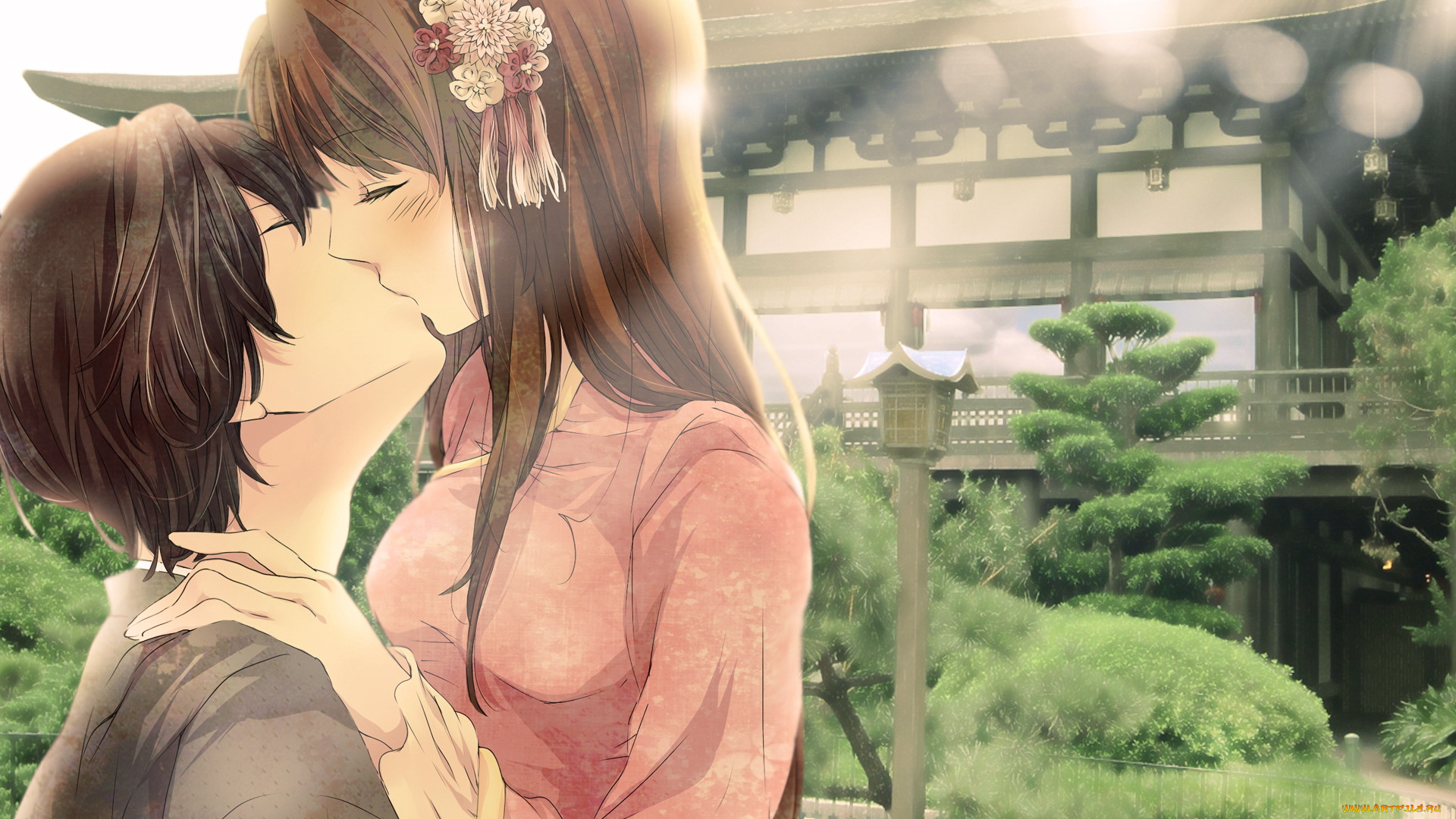 аниме, hetalia, axis, powers, поцелуй