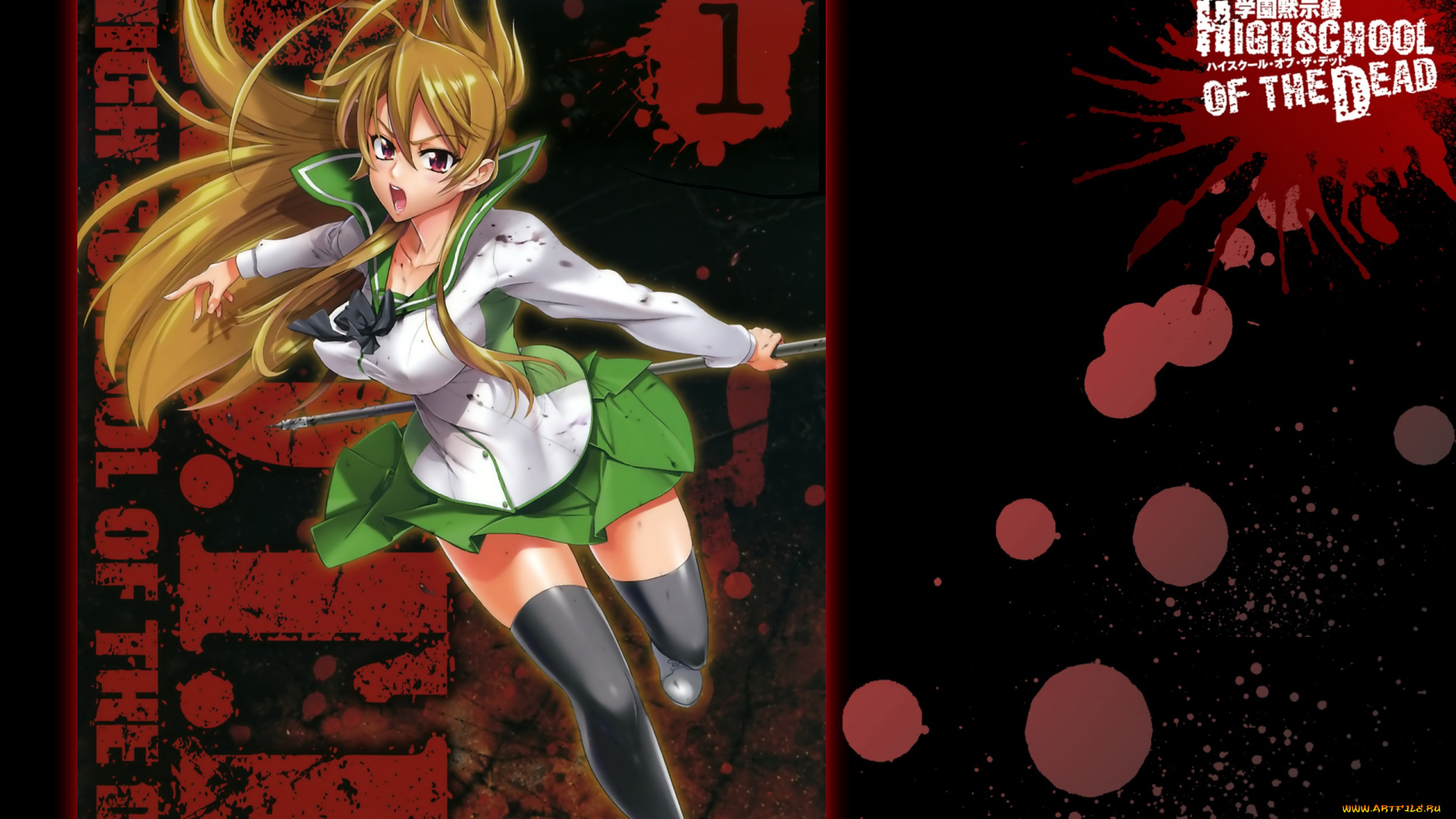 аниме, highschool, of, the, dead, девушка