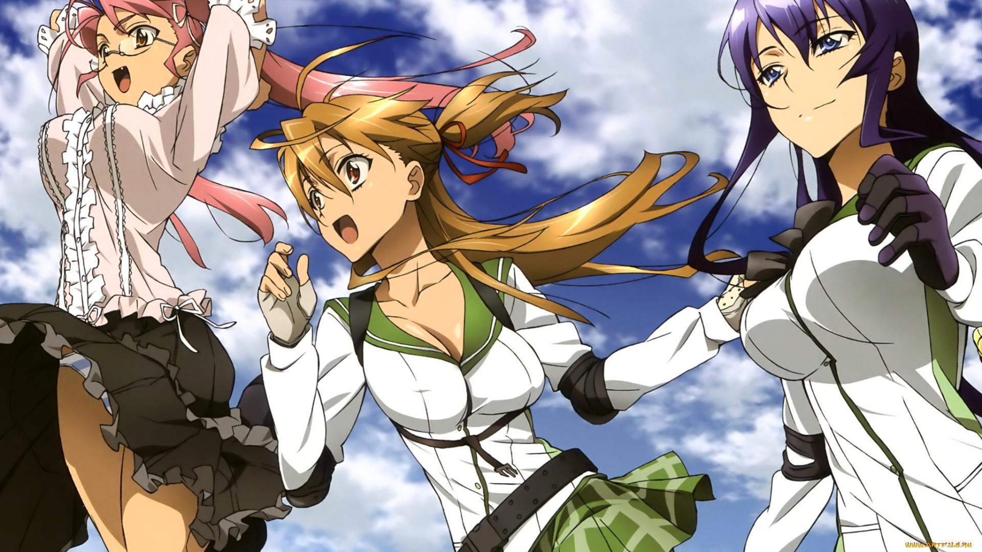 аниме, highschool, of, the, dead, девушки